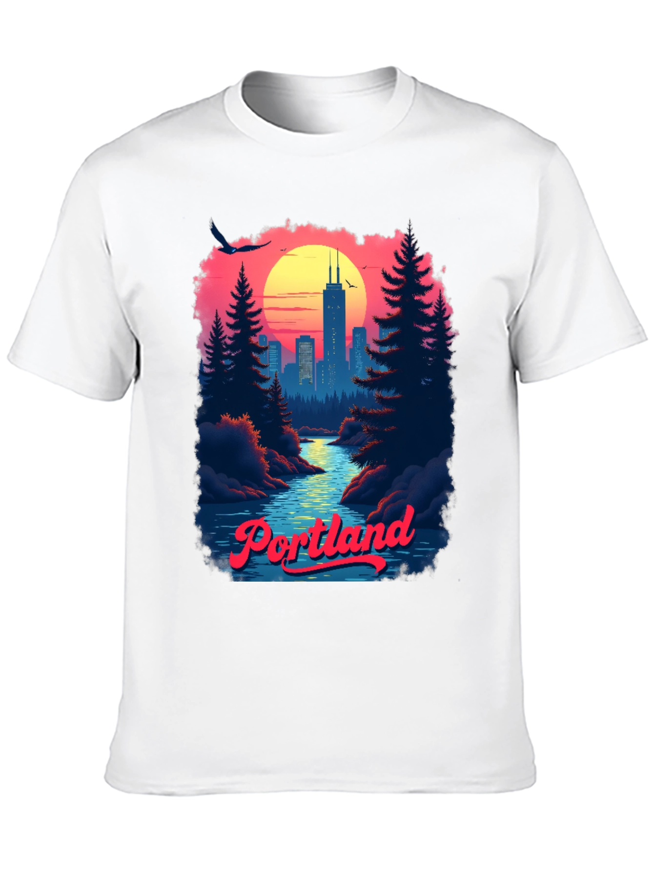 Retro Portland Cityscape Graphic T-Shirt
