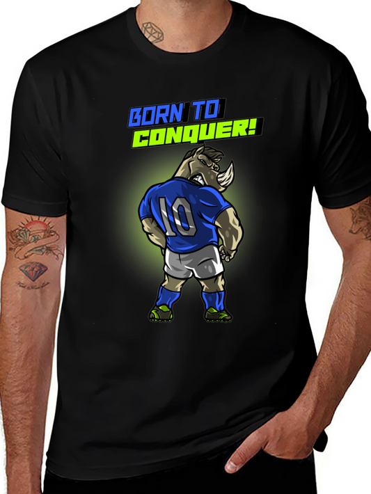 Born To Conquer Rhino Soccer T-Shirt