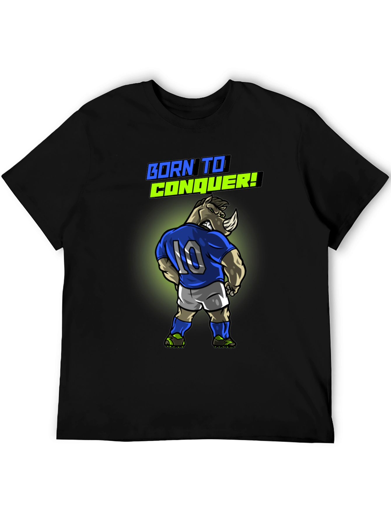 Born To Conquer Rhino Soccer T-Shirt