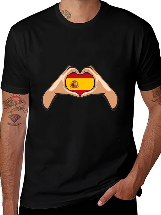 Spain Flag Heart Hands Graphic Tee