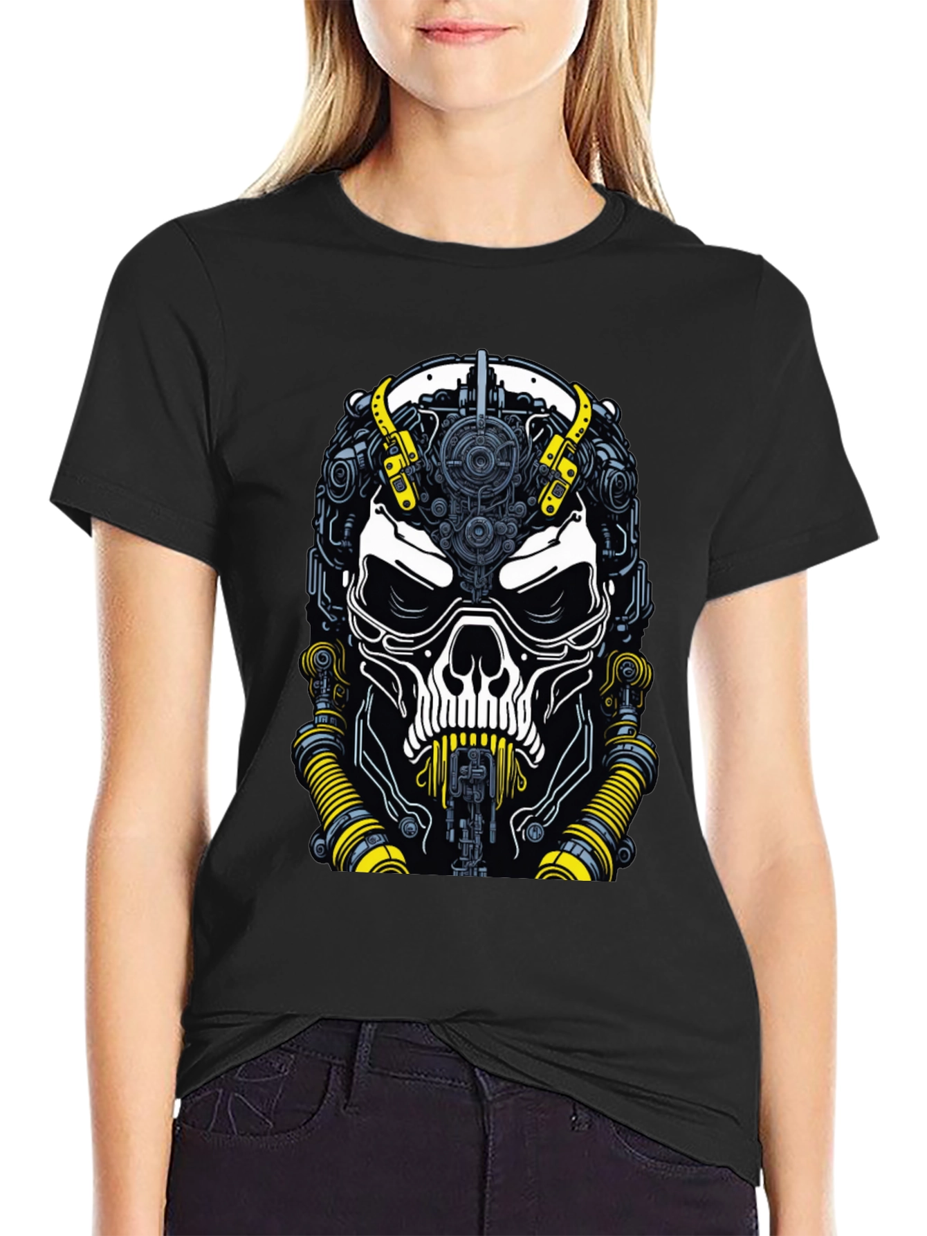 Cyberpunk Skull T-Shirt - Mens Black Graphic Tee