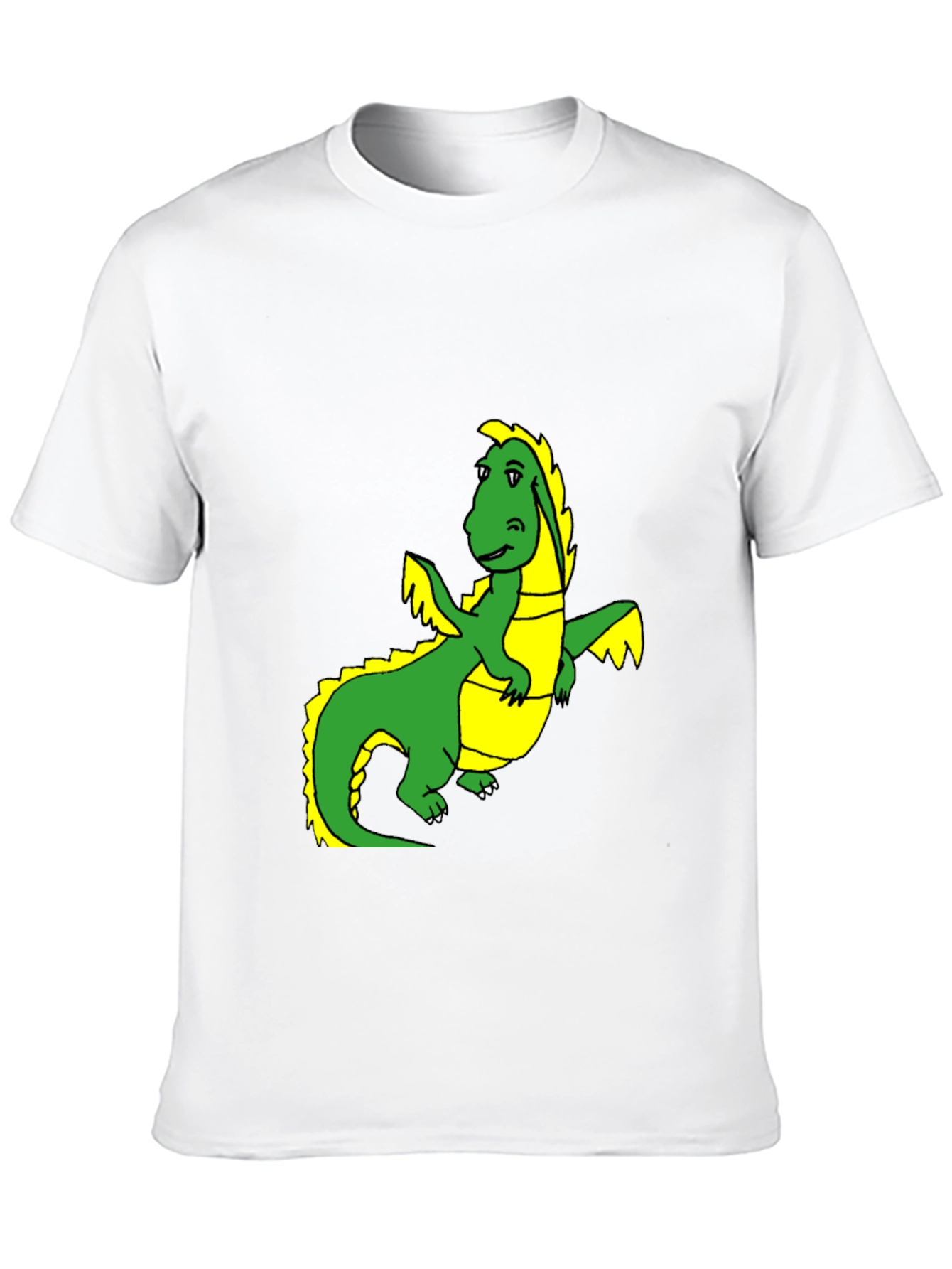 Black T-Shirt with Cartoon Dragon Graphic