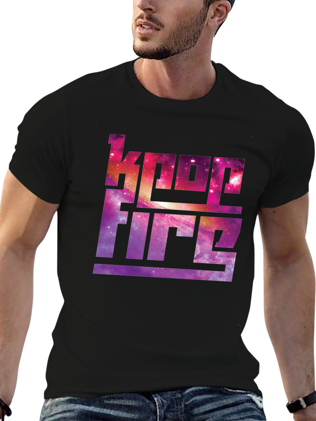 Keep Fire Galaxy Graphic Black T-Shirt