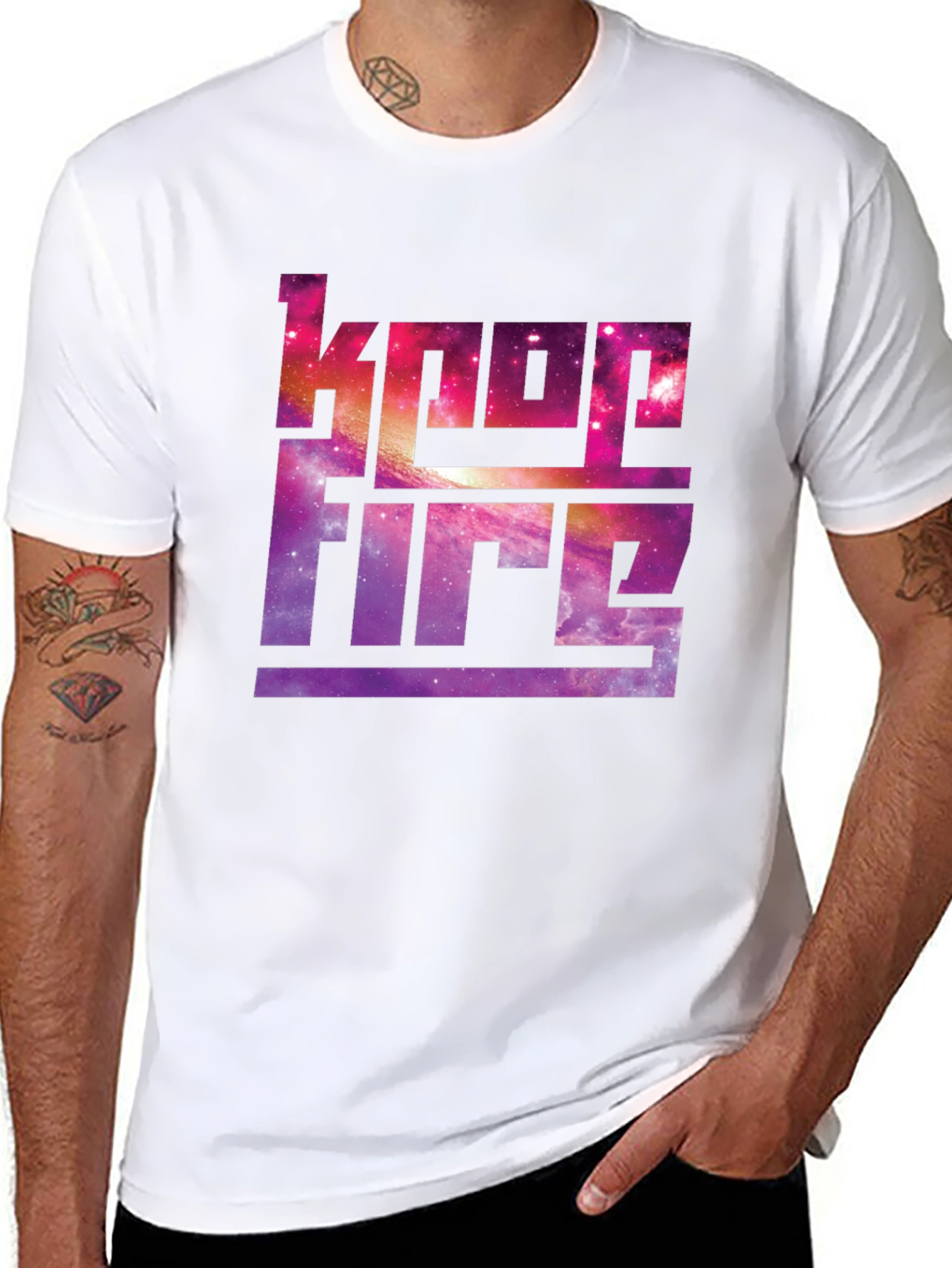 Keep Fire Galaxy Graphic Black T-Shirt
