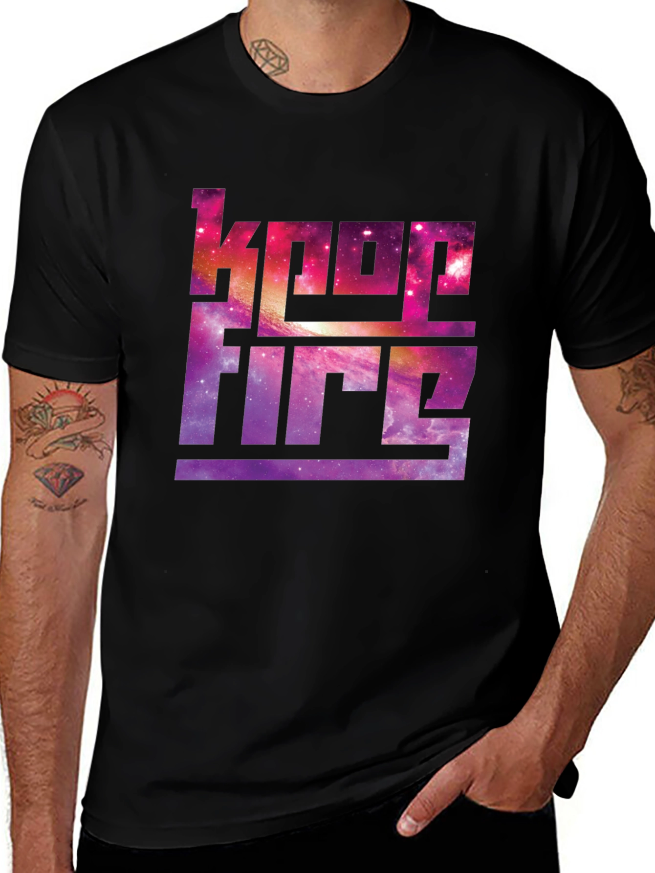 Keep Fire Galaxy Graphic Black T-Shirt