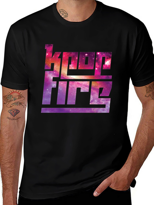 Keep Fire Galaxy Graphic Black T-Shirt