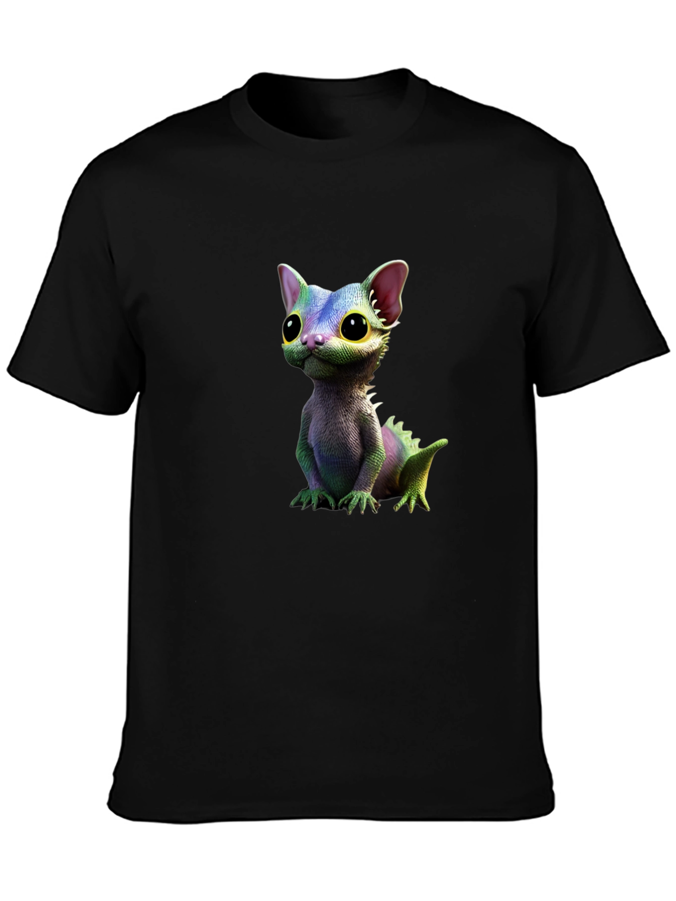 Cartoon Lizard Graphic Tee - Black T-Shirt