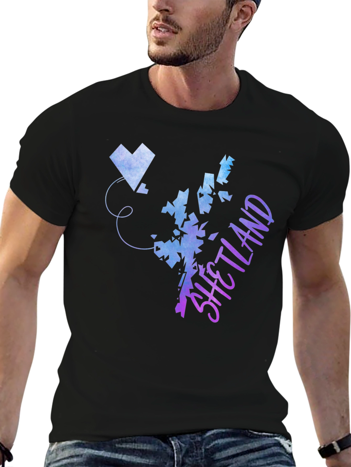 Shetland Islands Map T-Shirt - Gradient Design