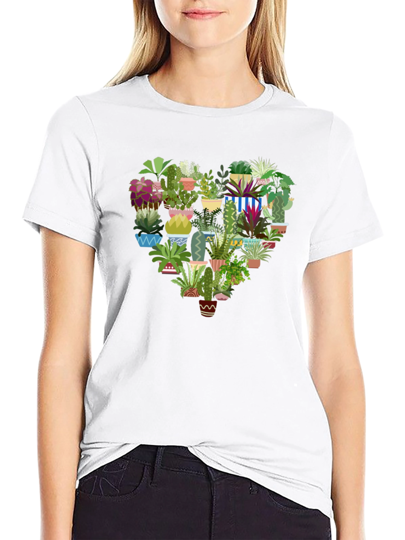 Heart Shaped Plants Graphic T-Shirt - Black