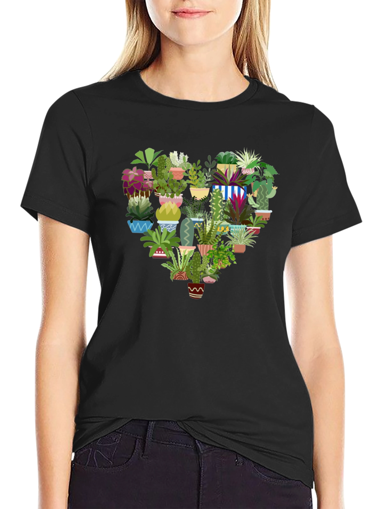 Heart Shaped Plants Graphic T-Shirt - Black