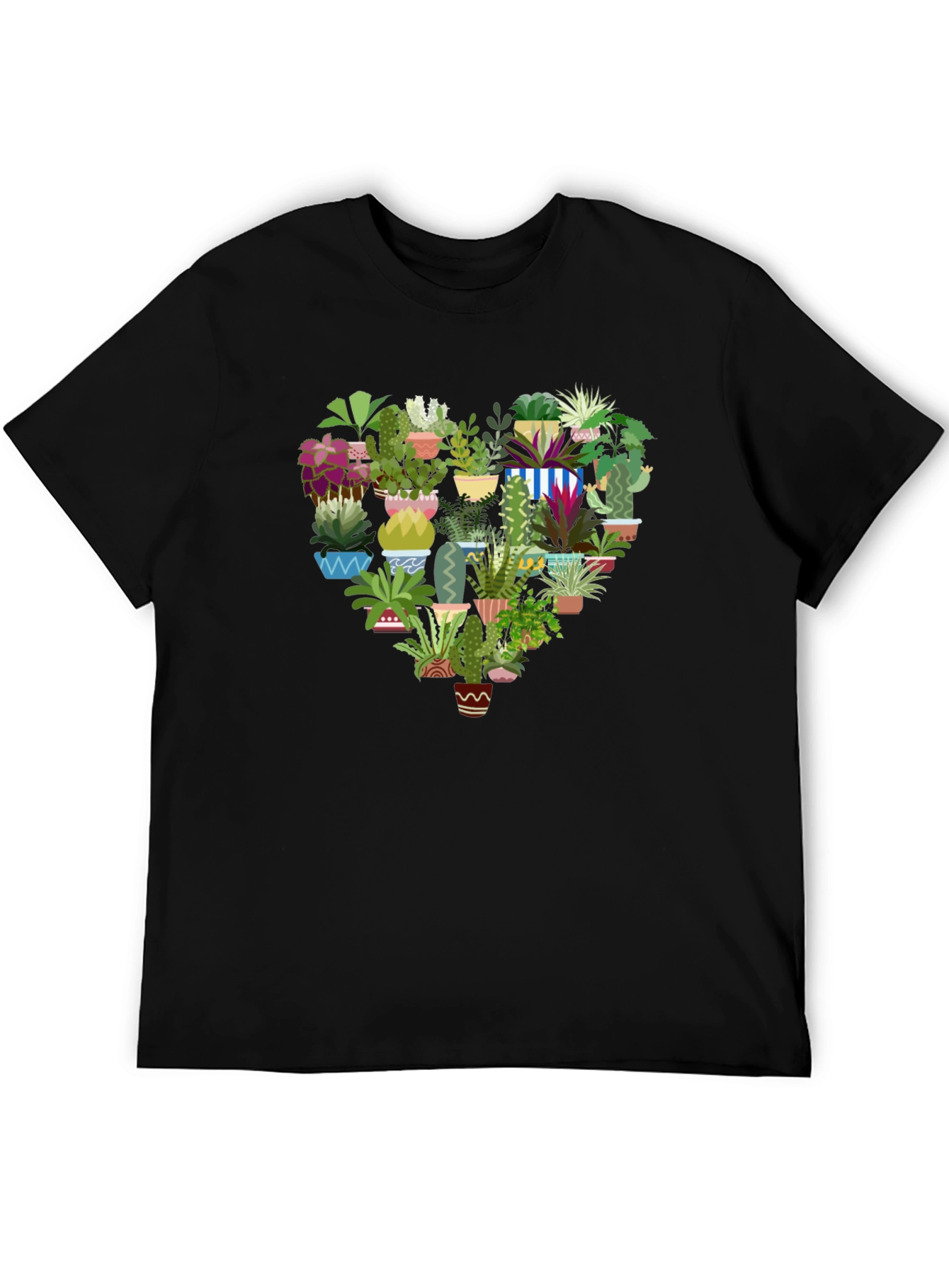 Heart Shaped Plants Graphic T-Shirt - Black