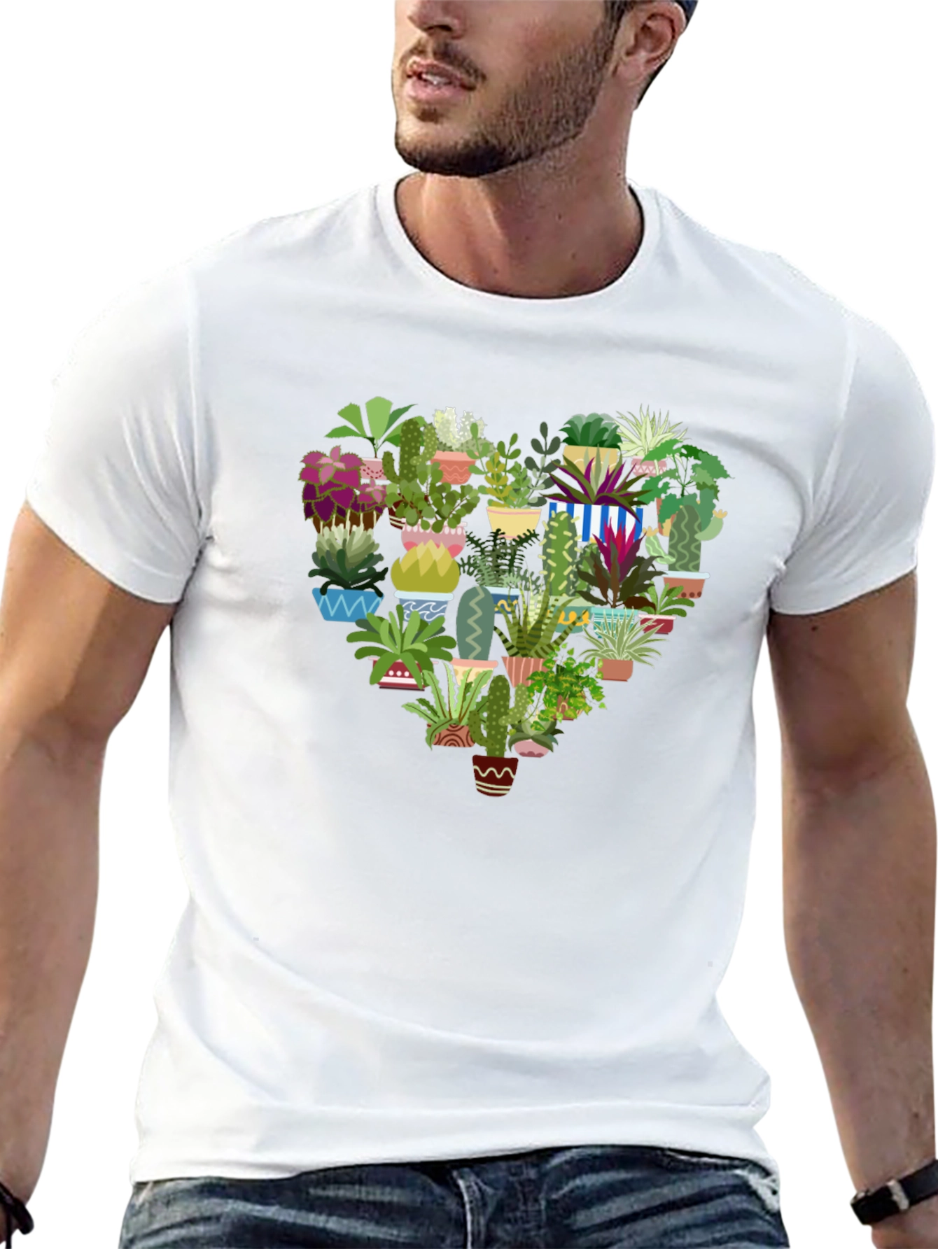 Heart Shaped Plants Graphic T-Shirt - Black