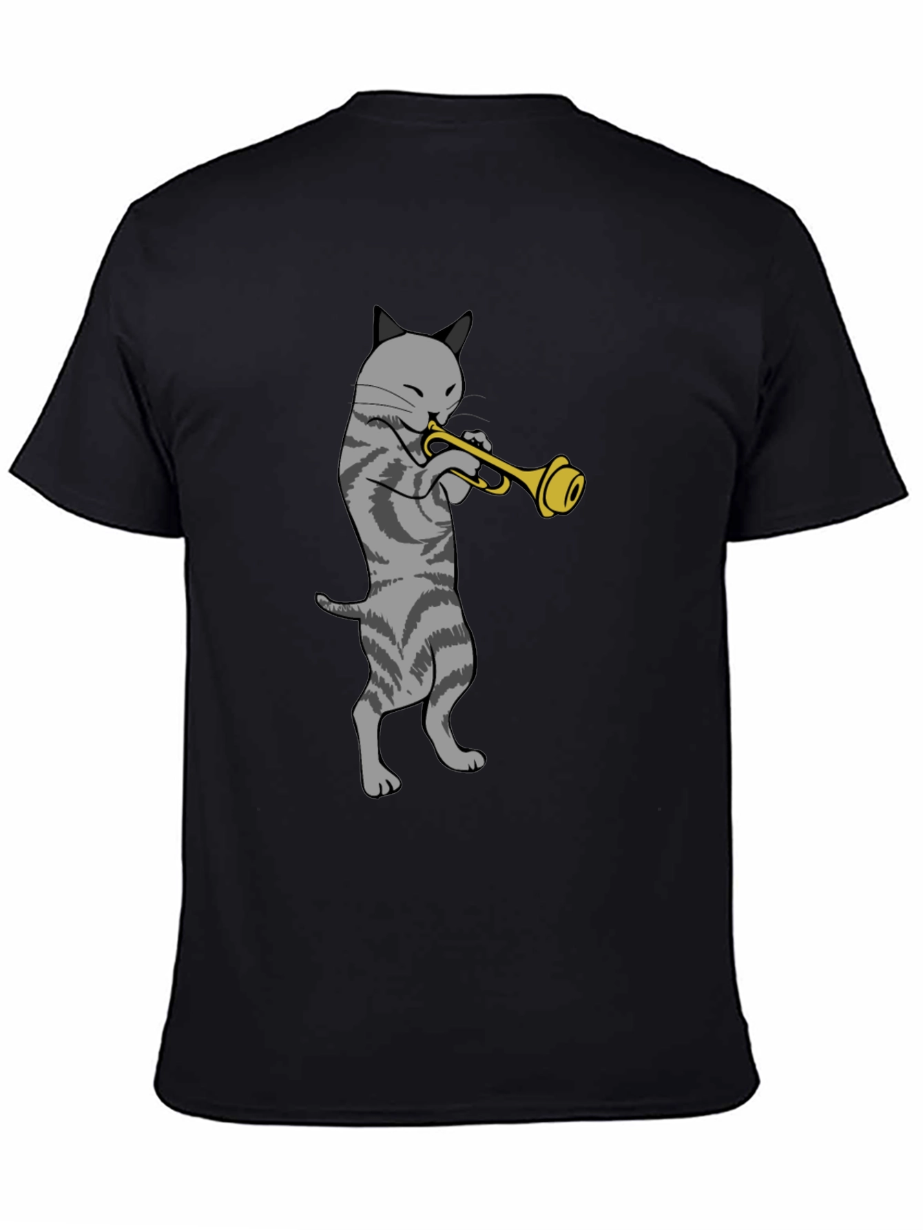 Cat Trumpet Graphic Tee - Black