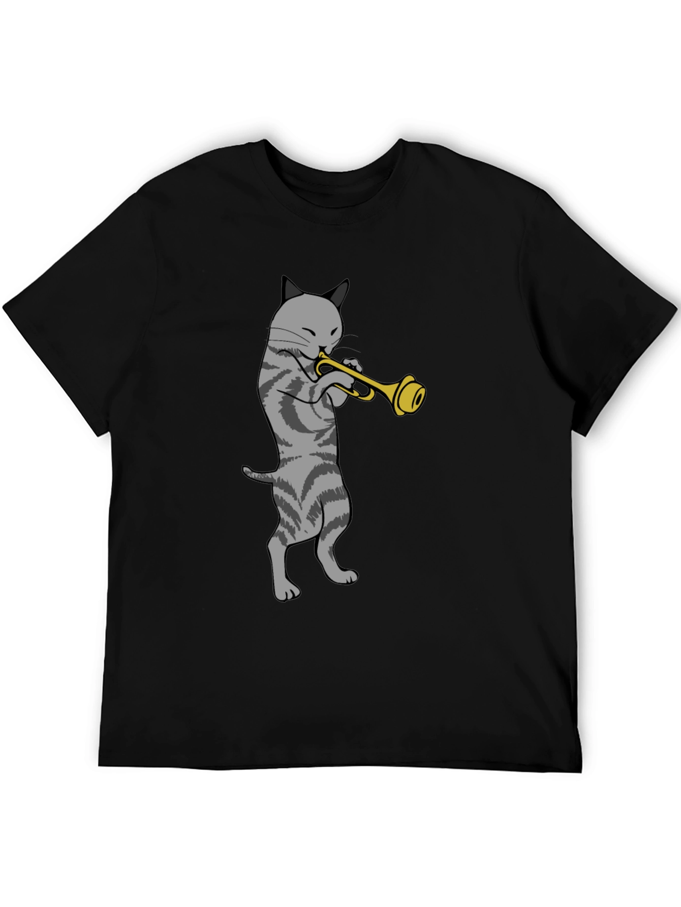 Cat Trumpet Graphic Tee - Black