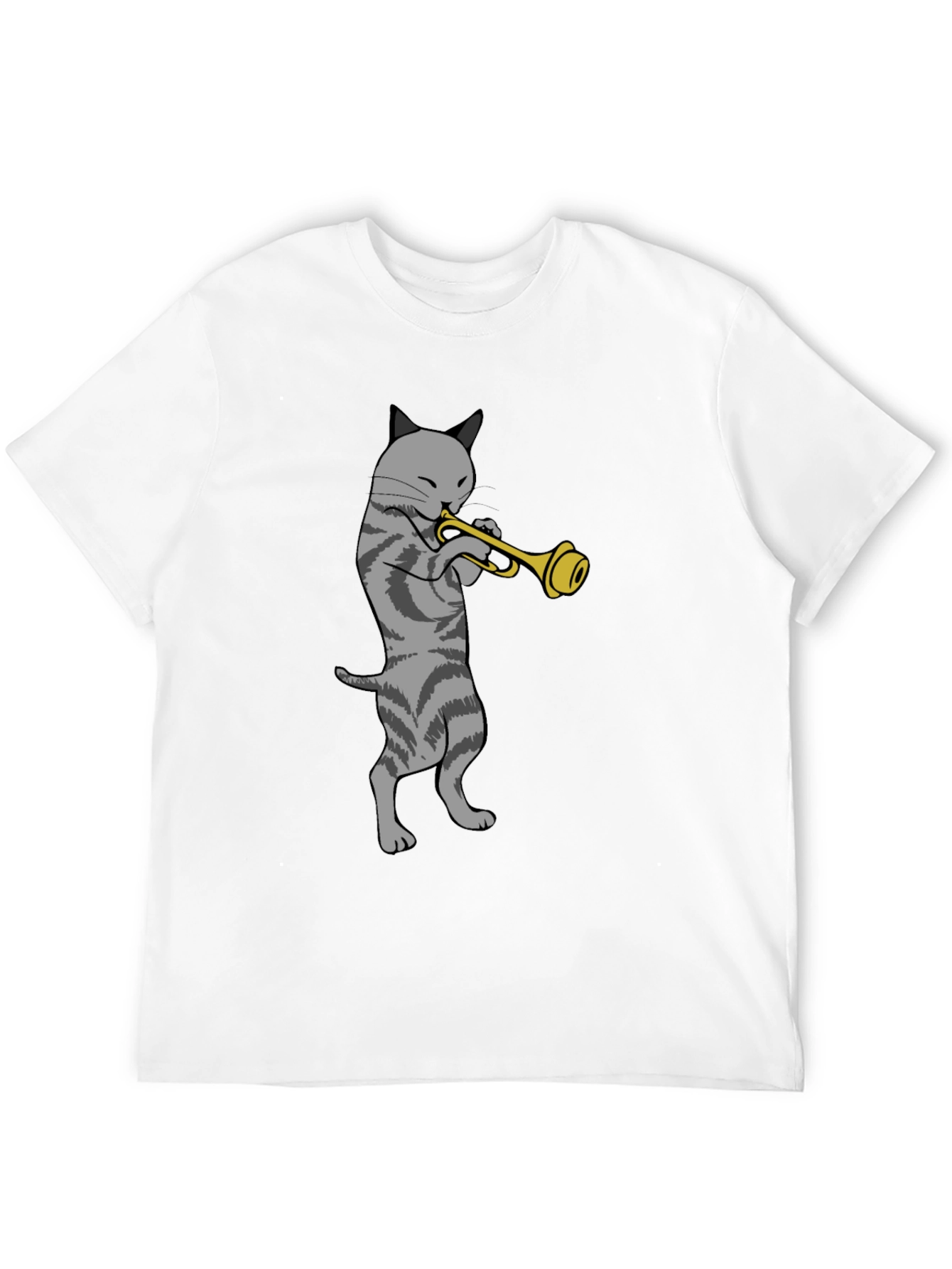 Cat Trumpet Graphic Tee - Black