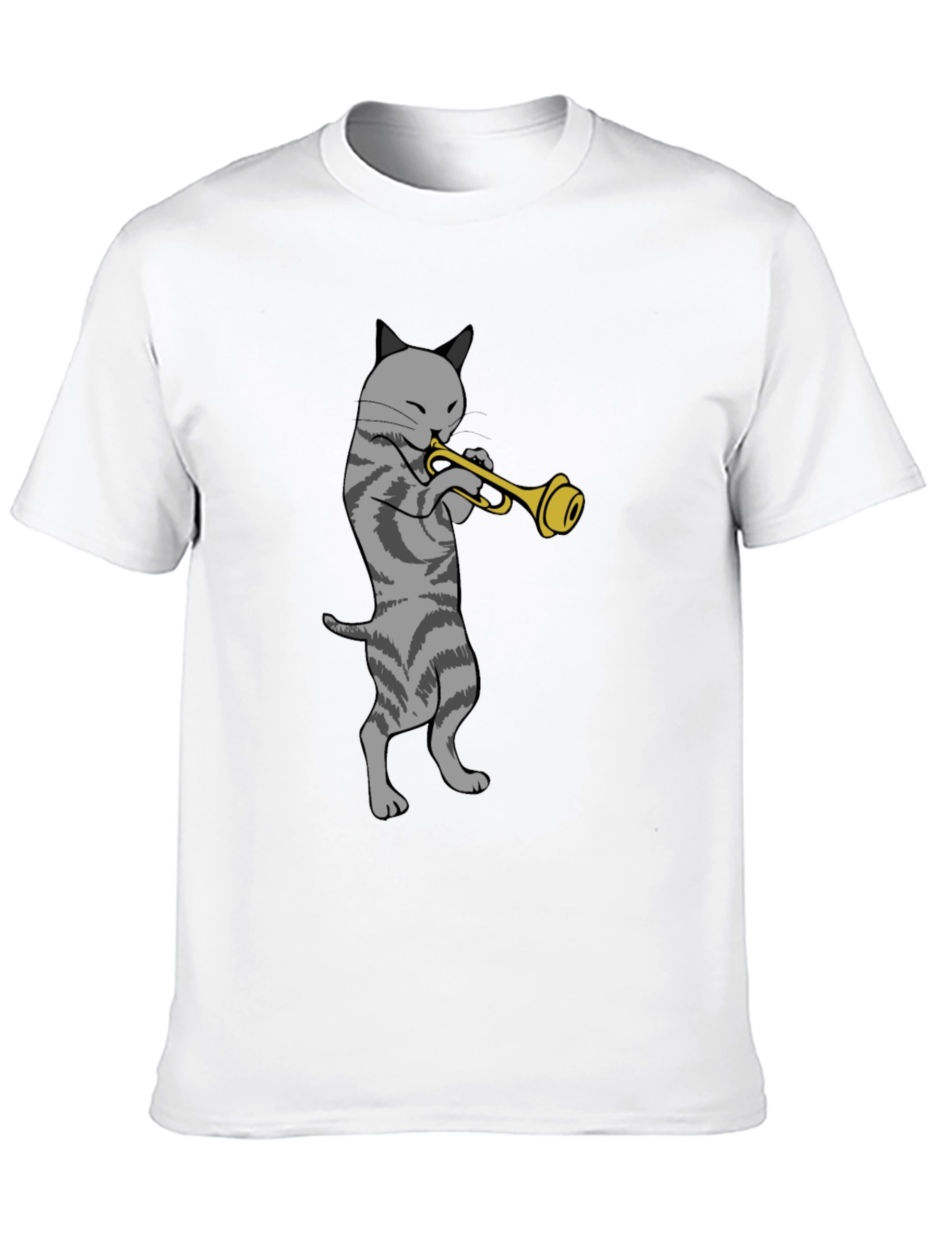 Cat Trumpet Graphic Tee - Black