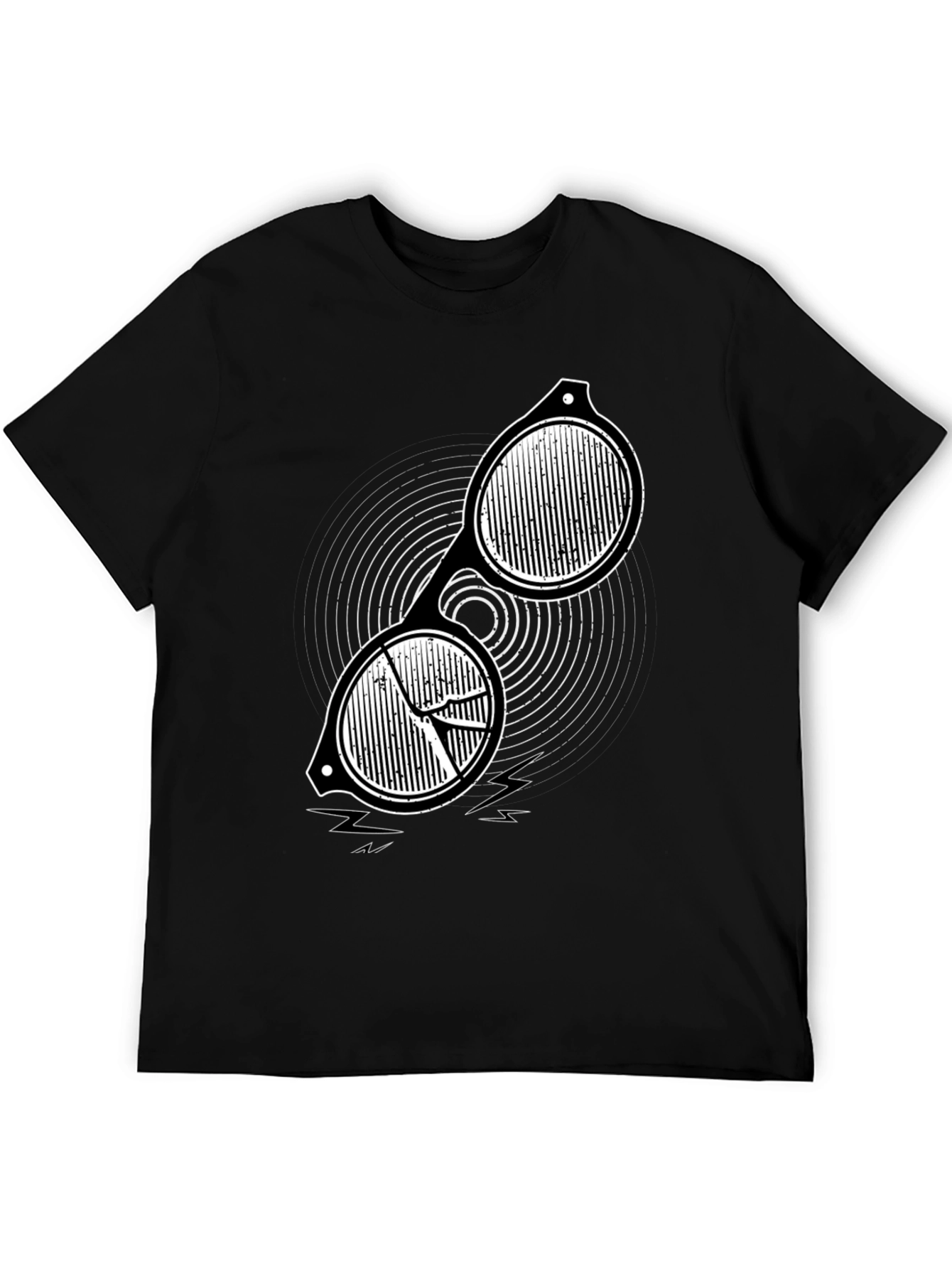 Mens Black Graphic Tee - Retro Sunglasses Design