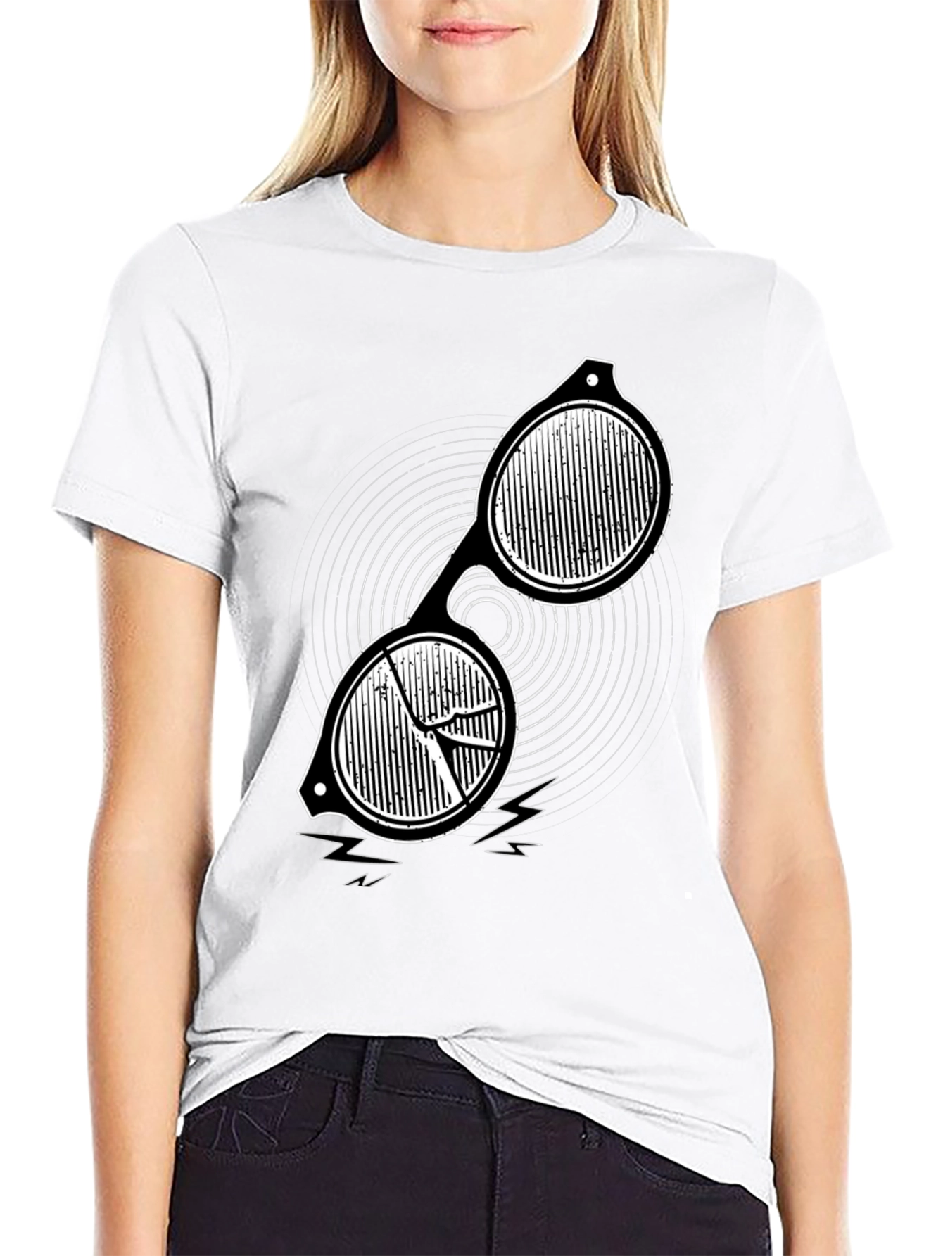 Mens Black Graphic Tee - Retro Sunglasses Design