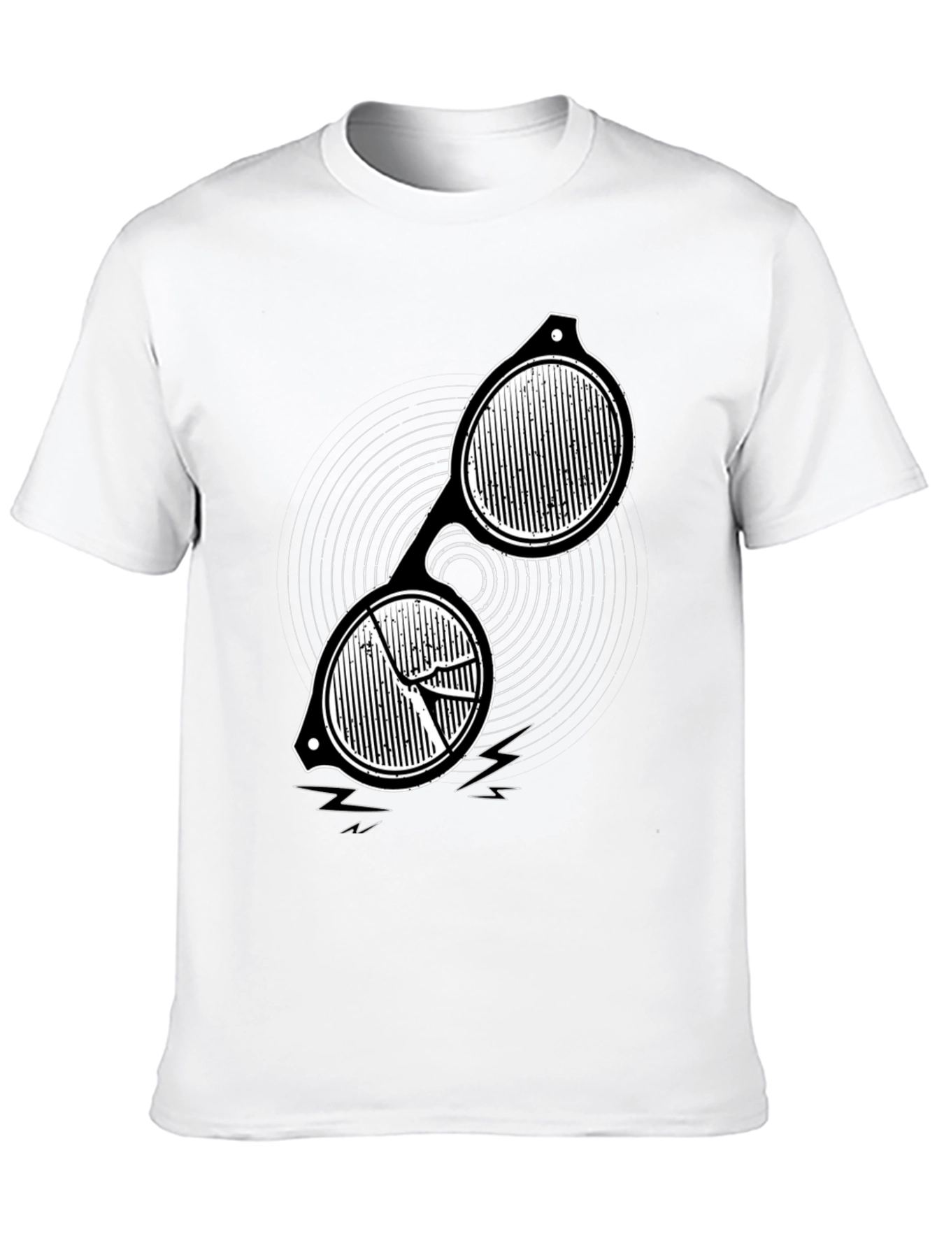 Mens Black Graphic Tee - Retro Sunglasses Design