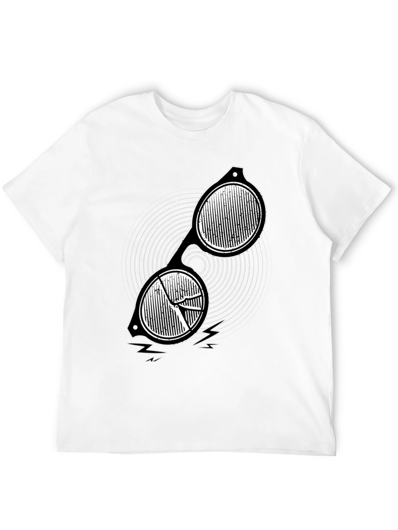 Mens Black Graphic Tee - Retro Sunglasses Design
