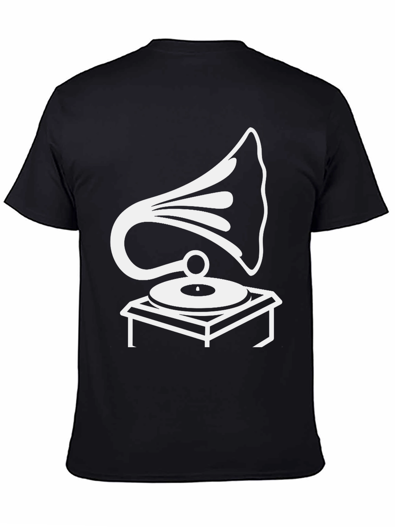 Retro Phonograph Graphic Tee - Black