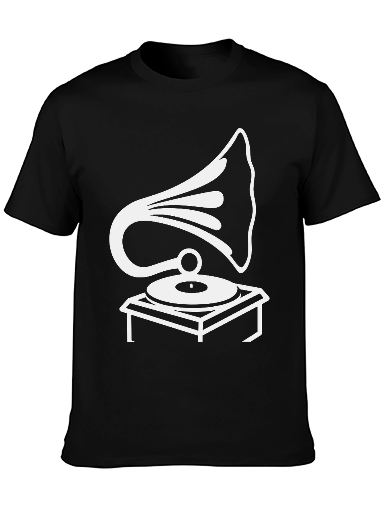 Retro Phonograph Graphic Tee - Black