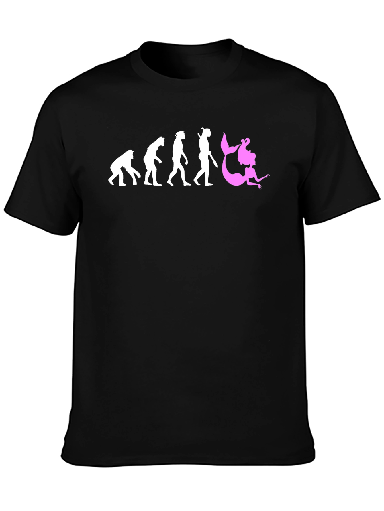 Evolution of Mermaid T-Shirt - Black Cotton