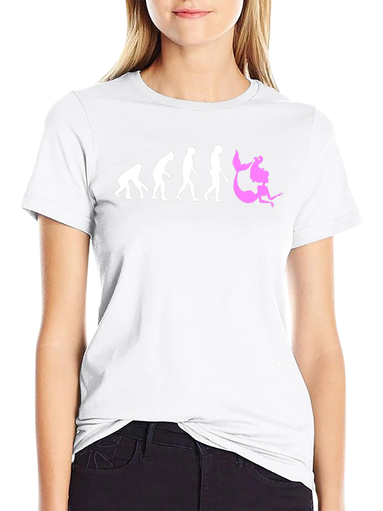 Evolution of Mermaid T-Shirt - Black Cotton