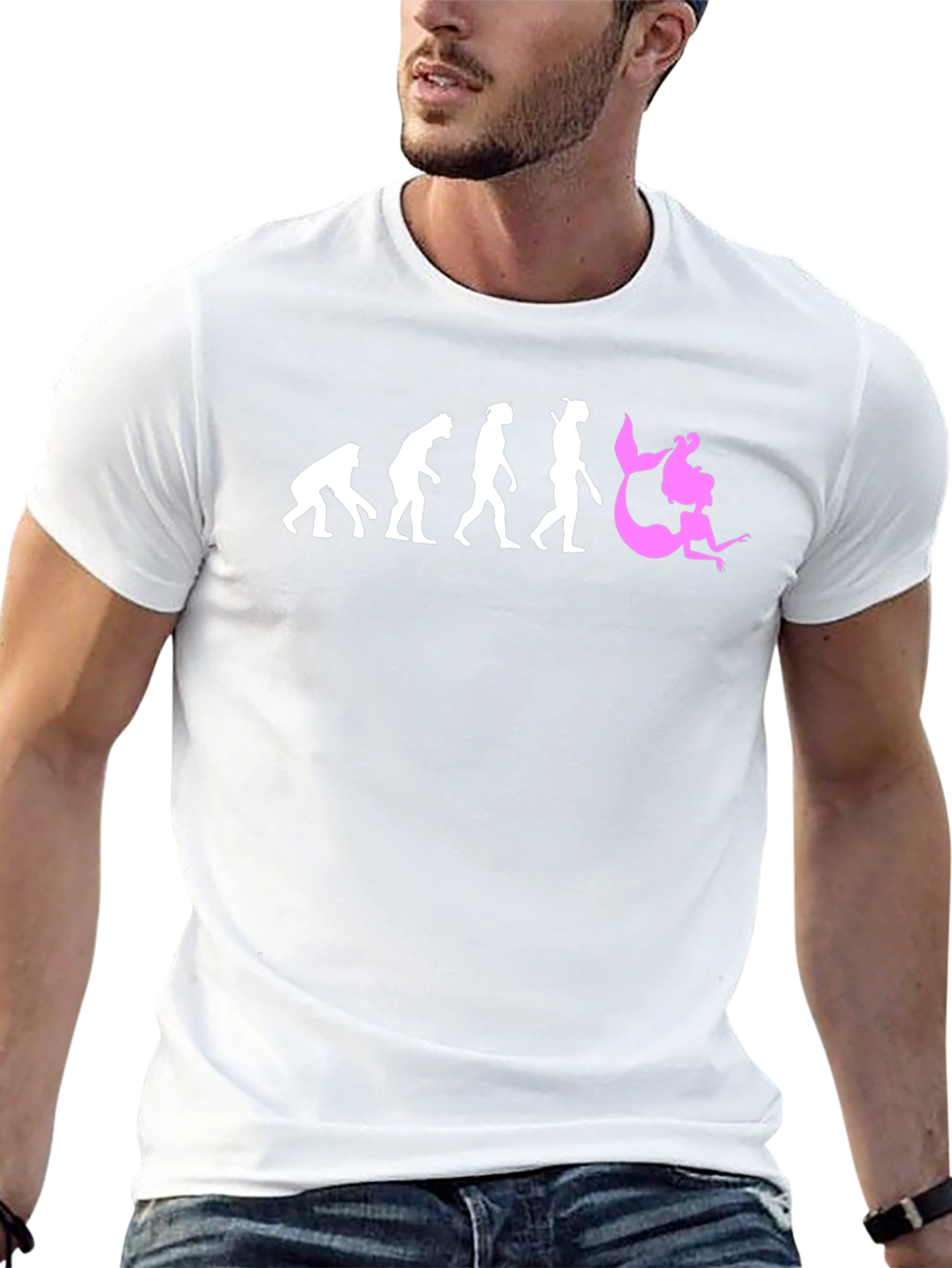 Evolution of Mermaid T-Shirt - Black Cotton