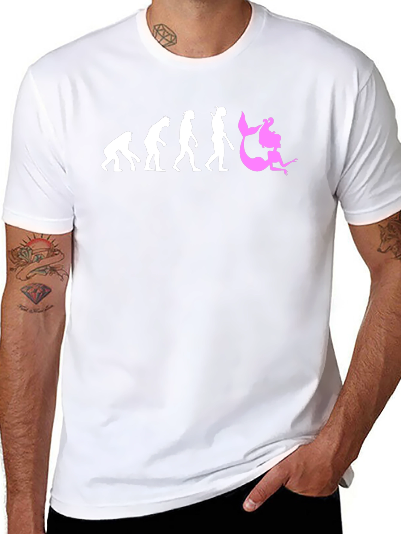 Evolution of Mermaid T-Shirt - Black Cotton