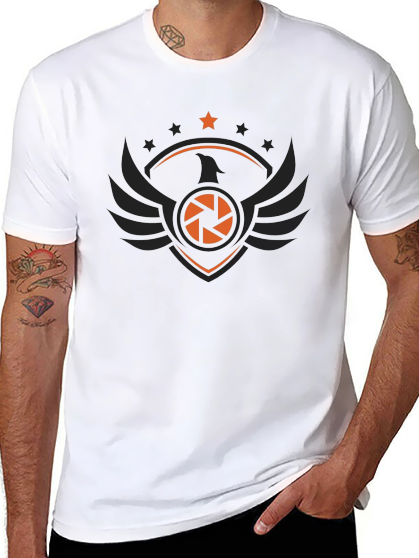 Camera Lens Eagle Black T-Shirt