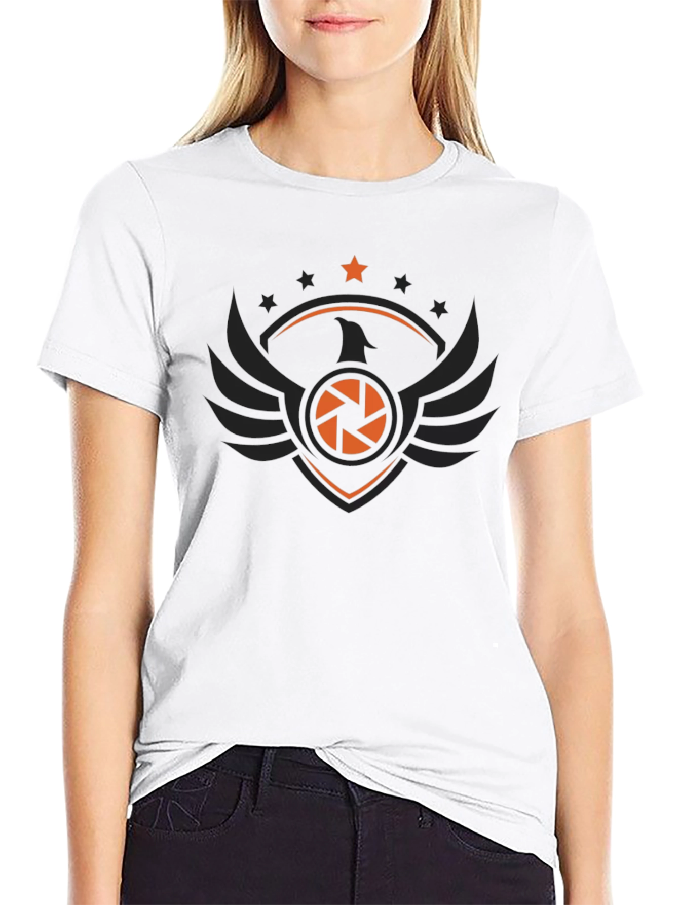 Camera Lens Eagle Black T-Shirt