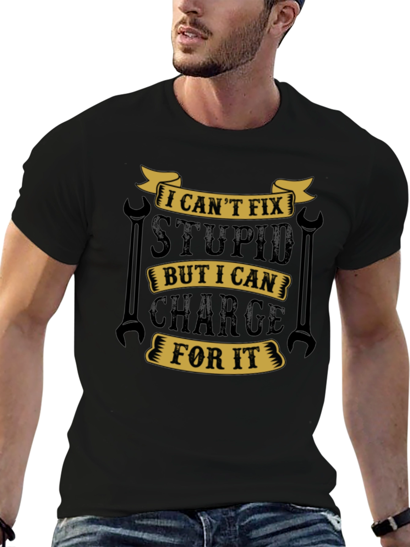 Funny Mechanic T-Shirt - I Cant Fix Stupid