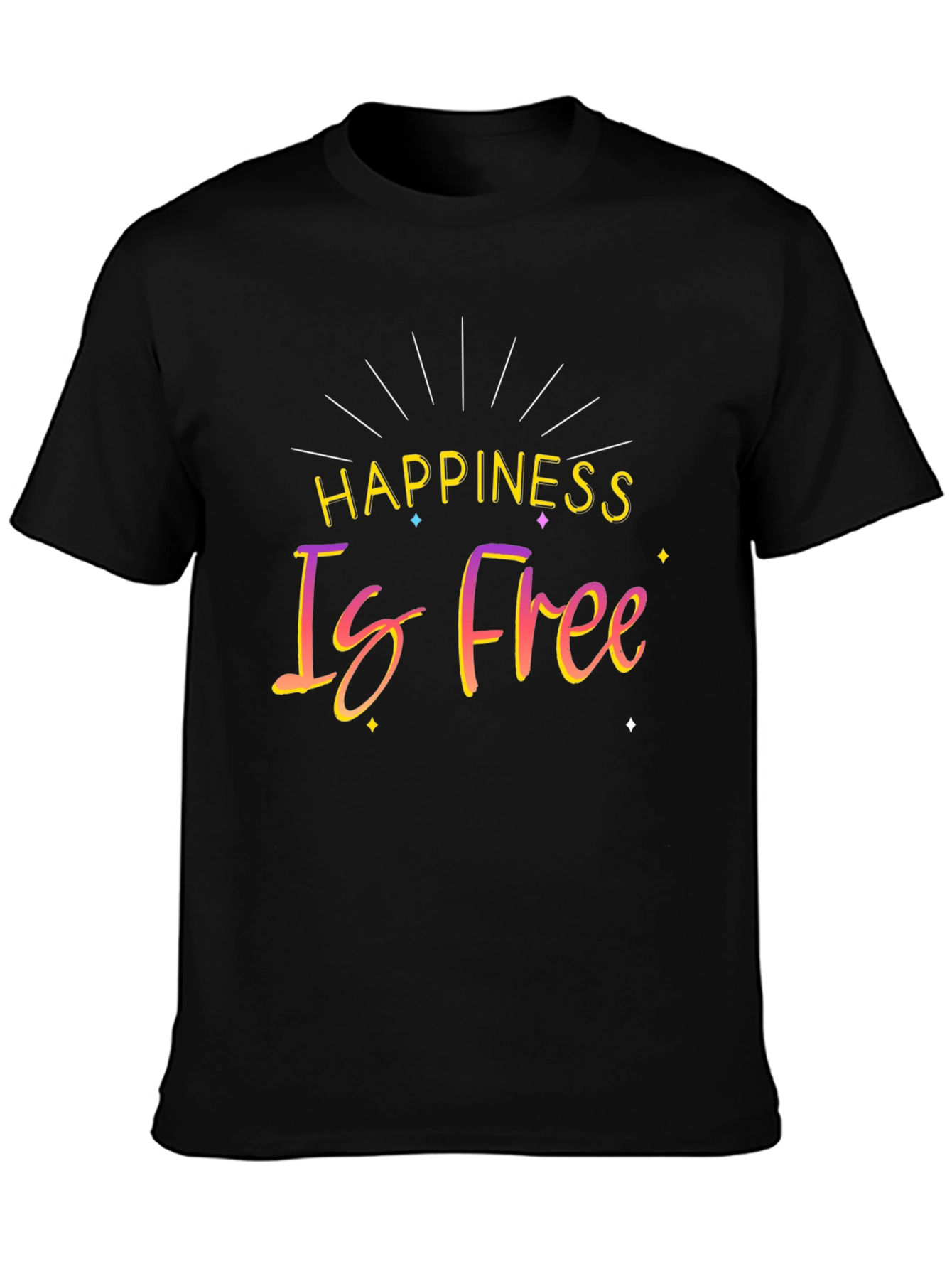 Happiness Is Free Black Graphic T-Shirt