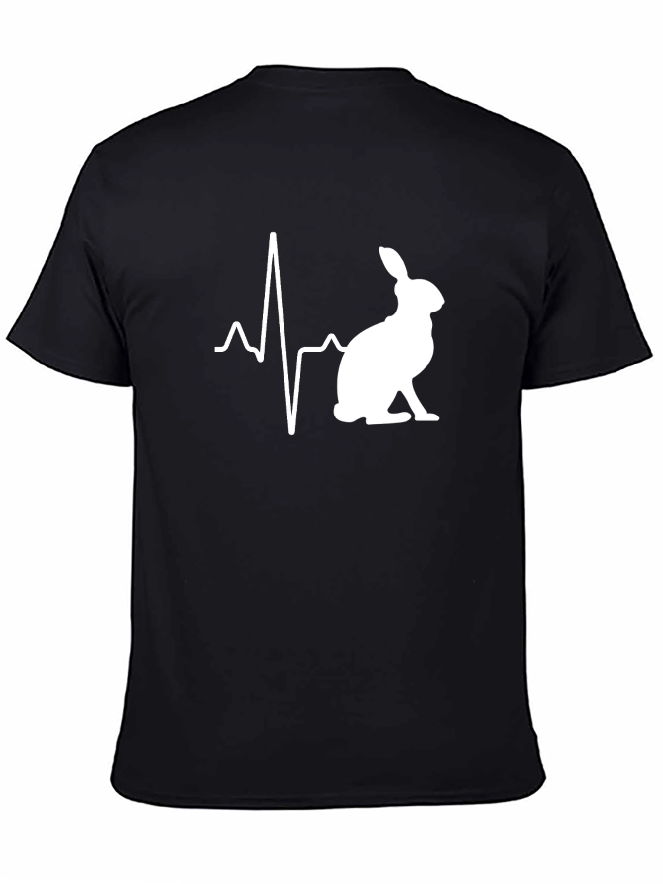 Rabbit Heartbeat T-Shirt - Mens Black Crew Neck Tee