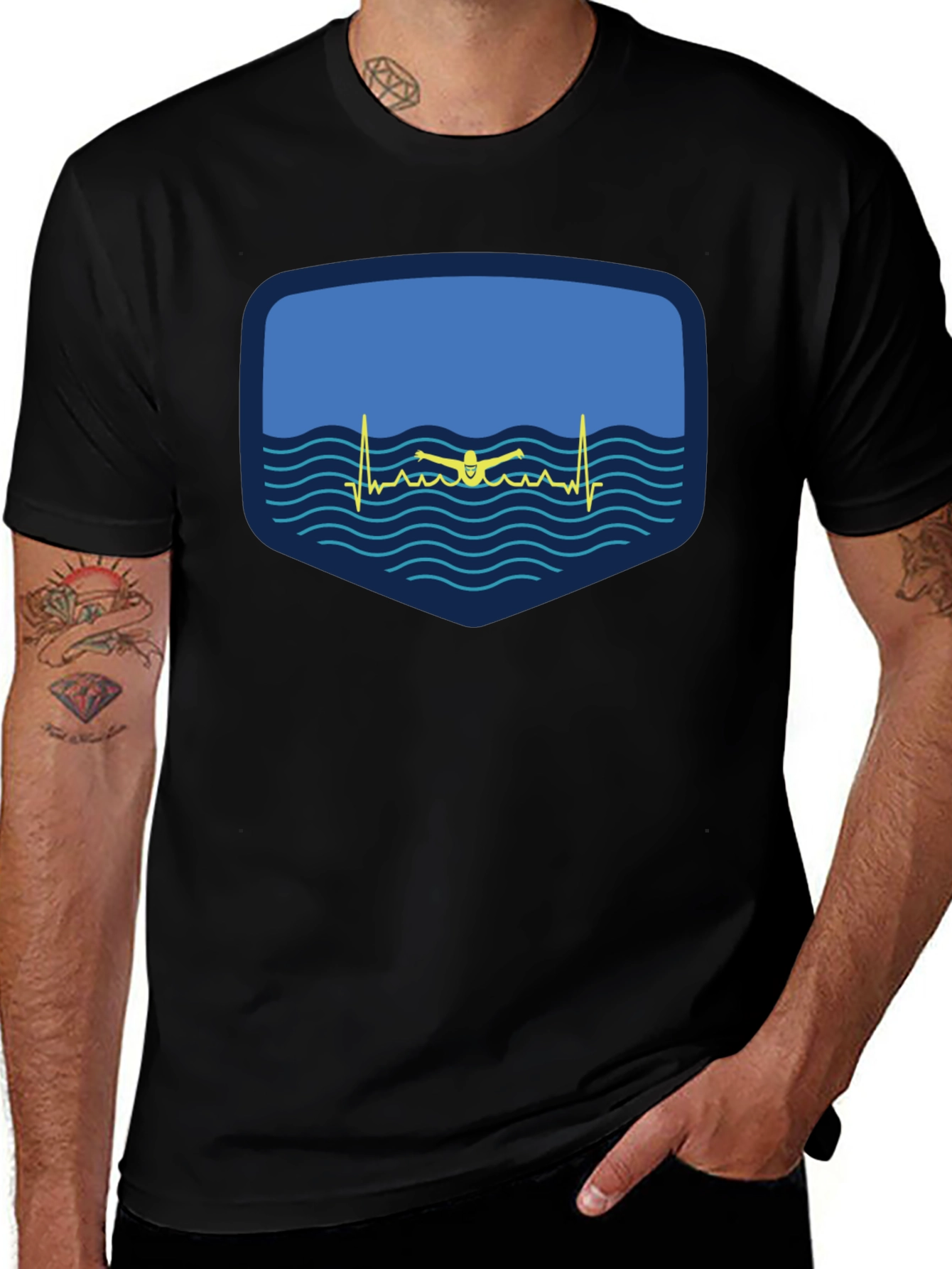 Swimming Heartbeat T-Shirt - Passionate Swimmer Design