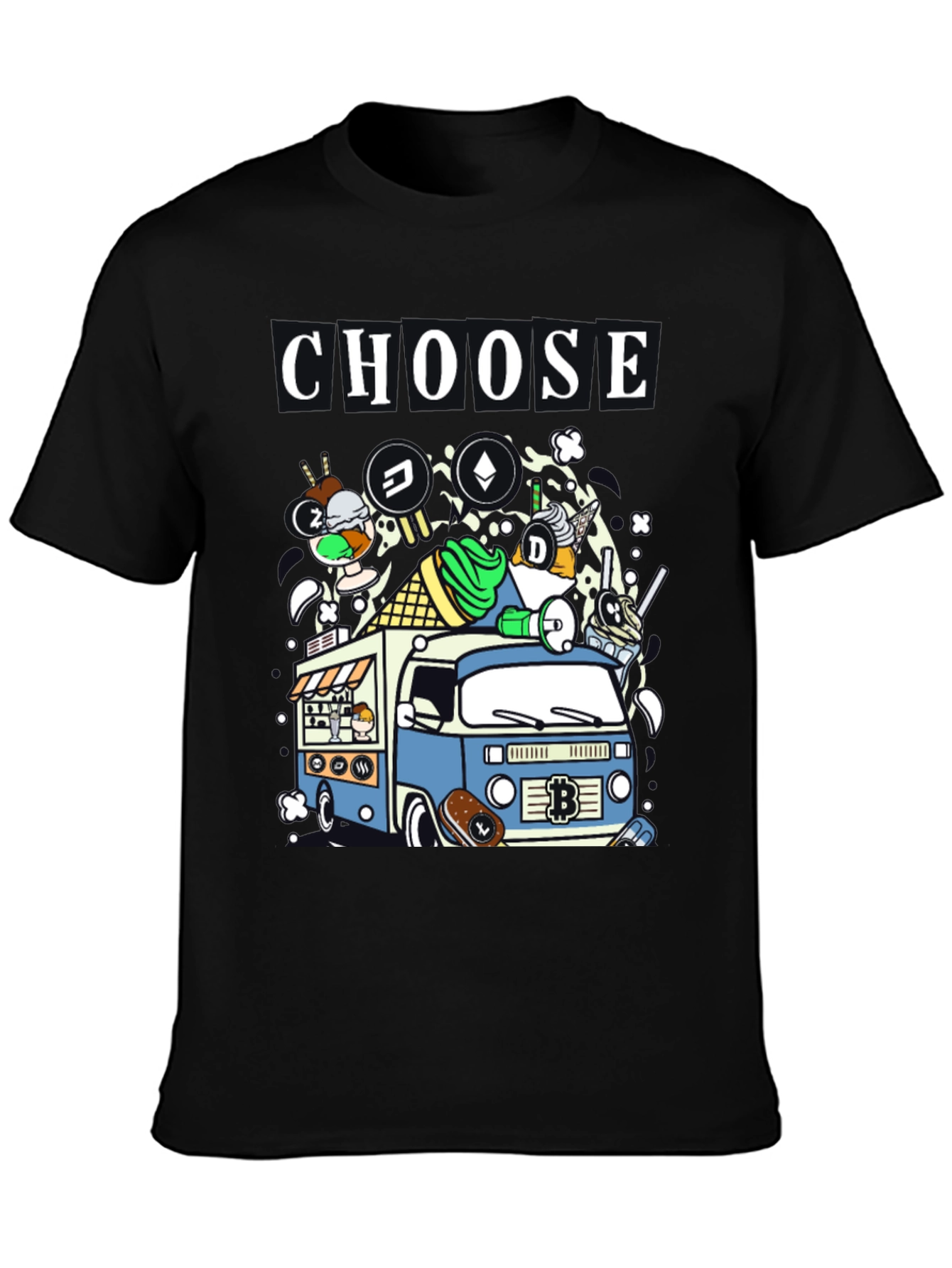 Choose Crypto Ice Cream Truck T-Shirt – Fun Crypto Graphic Tee