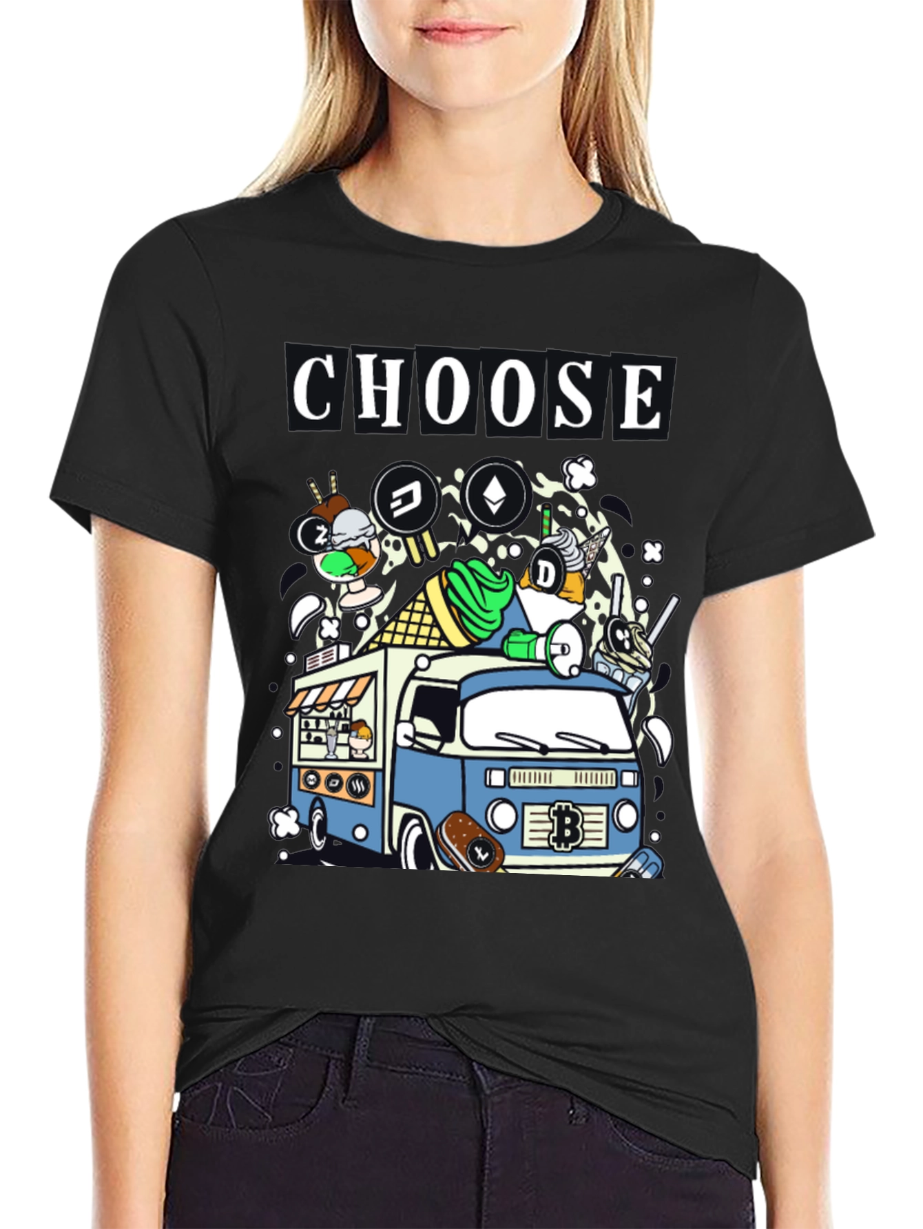 Choose Crypto Ice Cream Truck T-Shirt – Fun Crypto Graphic Tee