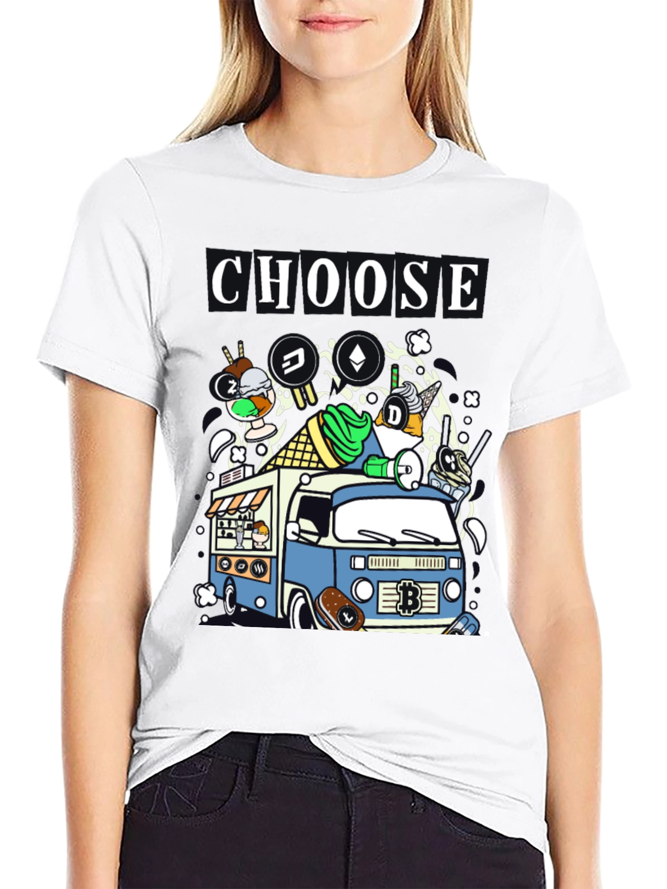 Choose Crypto Ice Cream Truck T-Shirt – Fun Crypto Graphic Tee