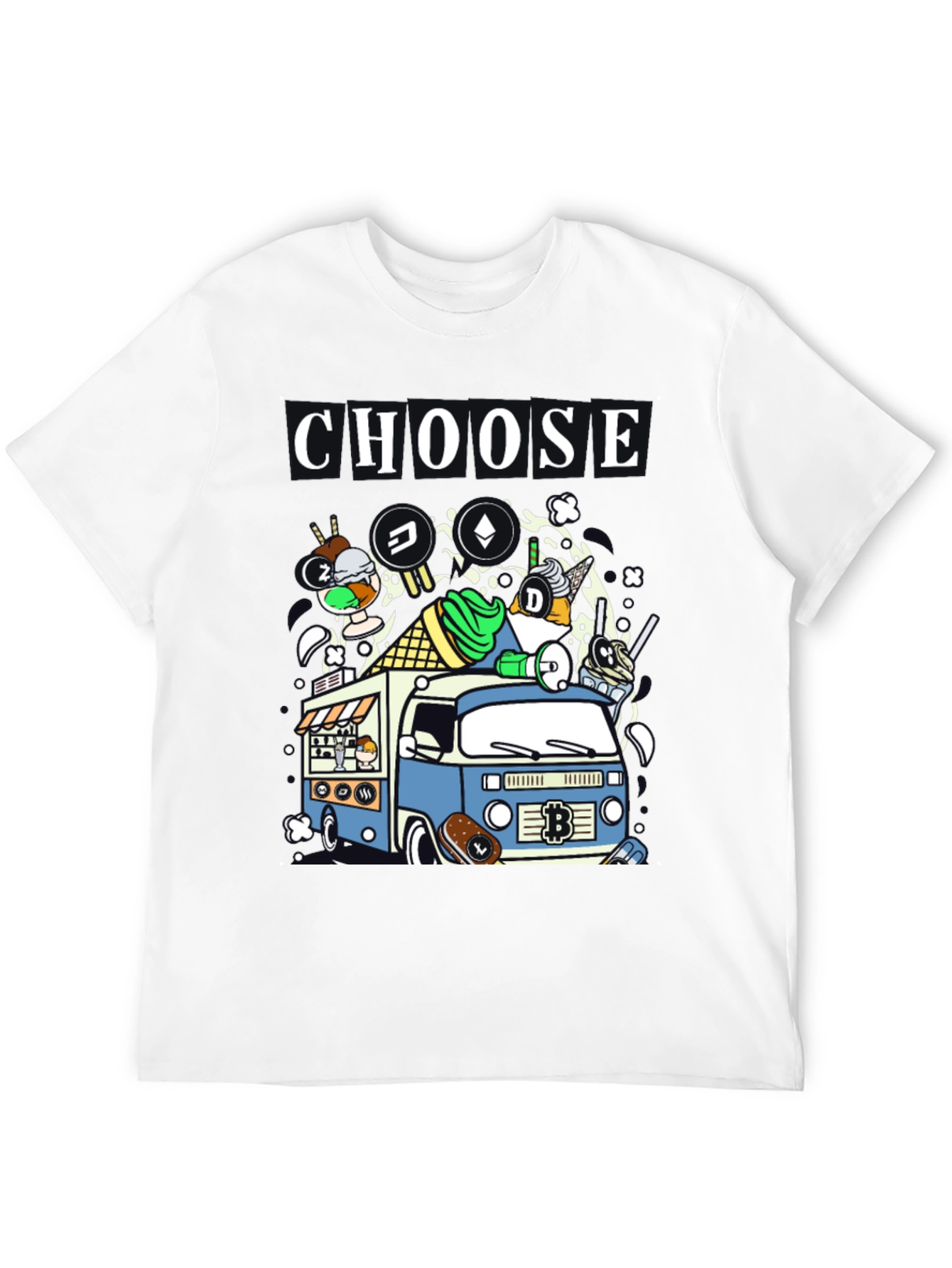 Choose Crypto Ice Cream Truck T-Shirt – Fun Crypto Graphic Tee