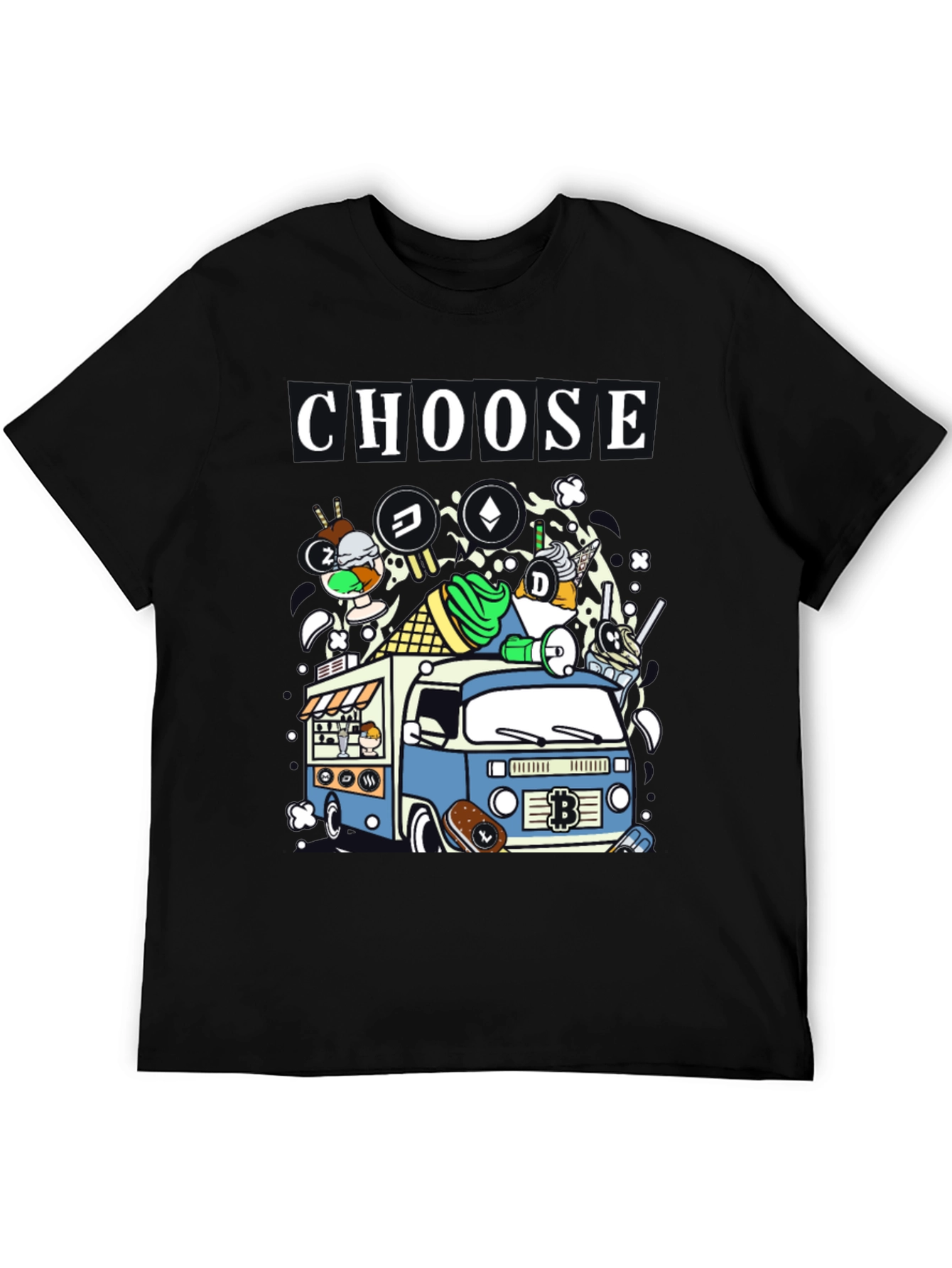 Choose Crypto Ice Cream Truck T-Shirt – Fun Crypto Graphic Tee