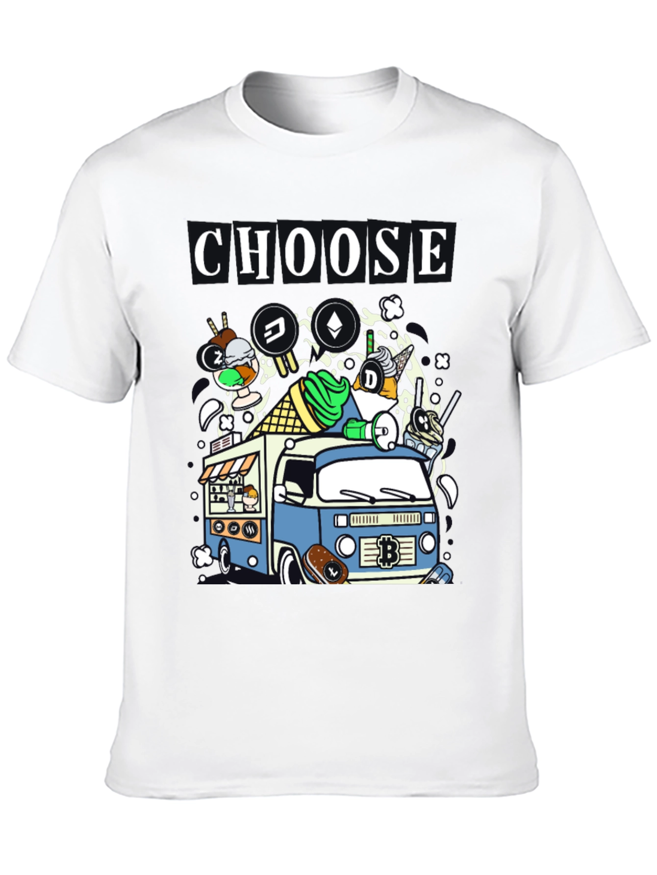 Choose Crypto Ice Cream Truck T-Shirt – Fun Crypto Graphic Tee