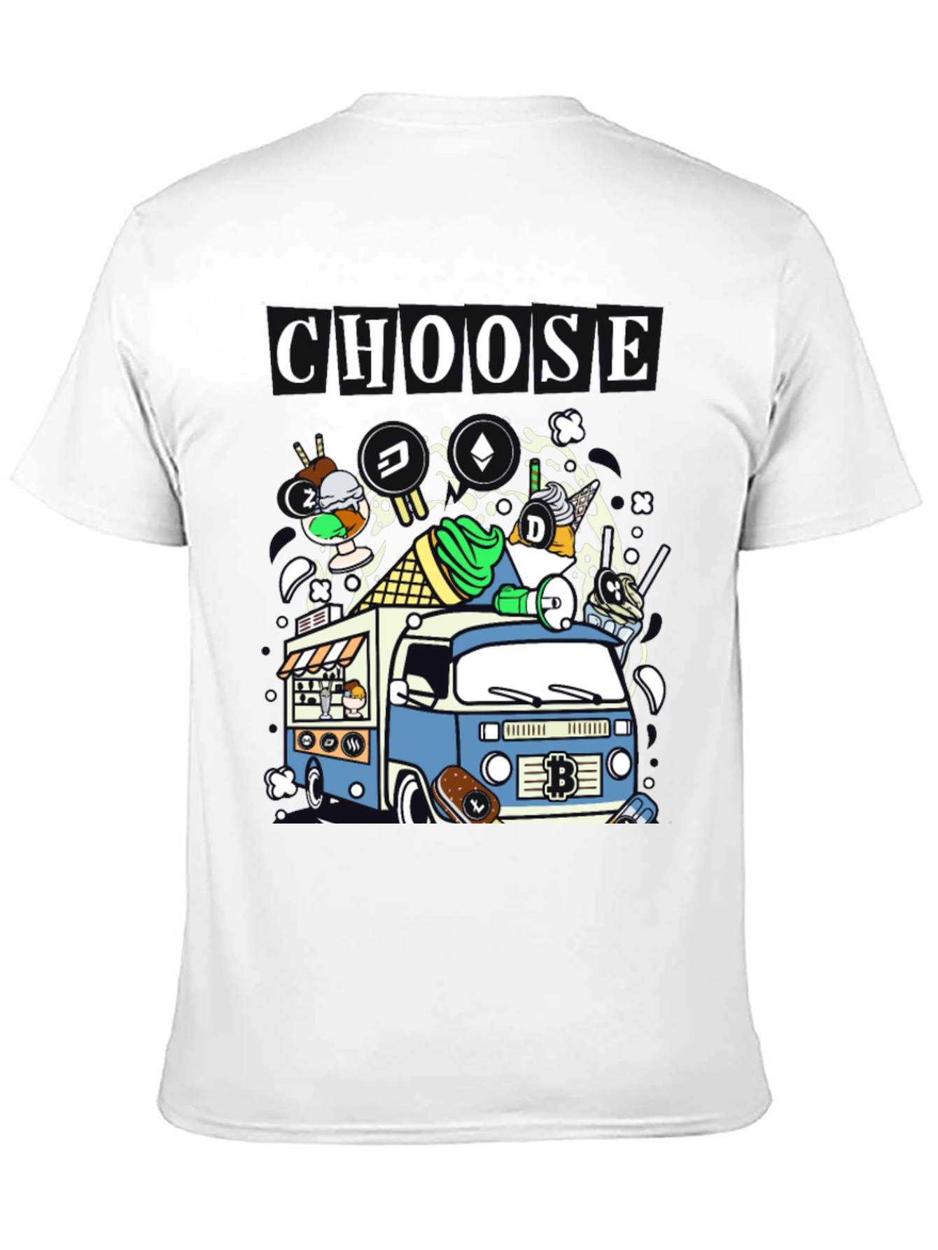 Choose Crypto Ice Cream Truck T-Shirt – Fun Crypto Graphic Tee