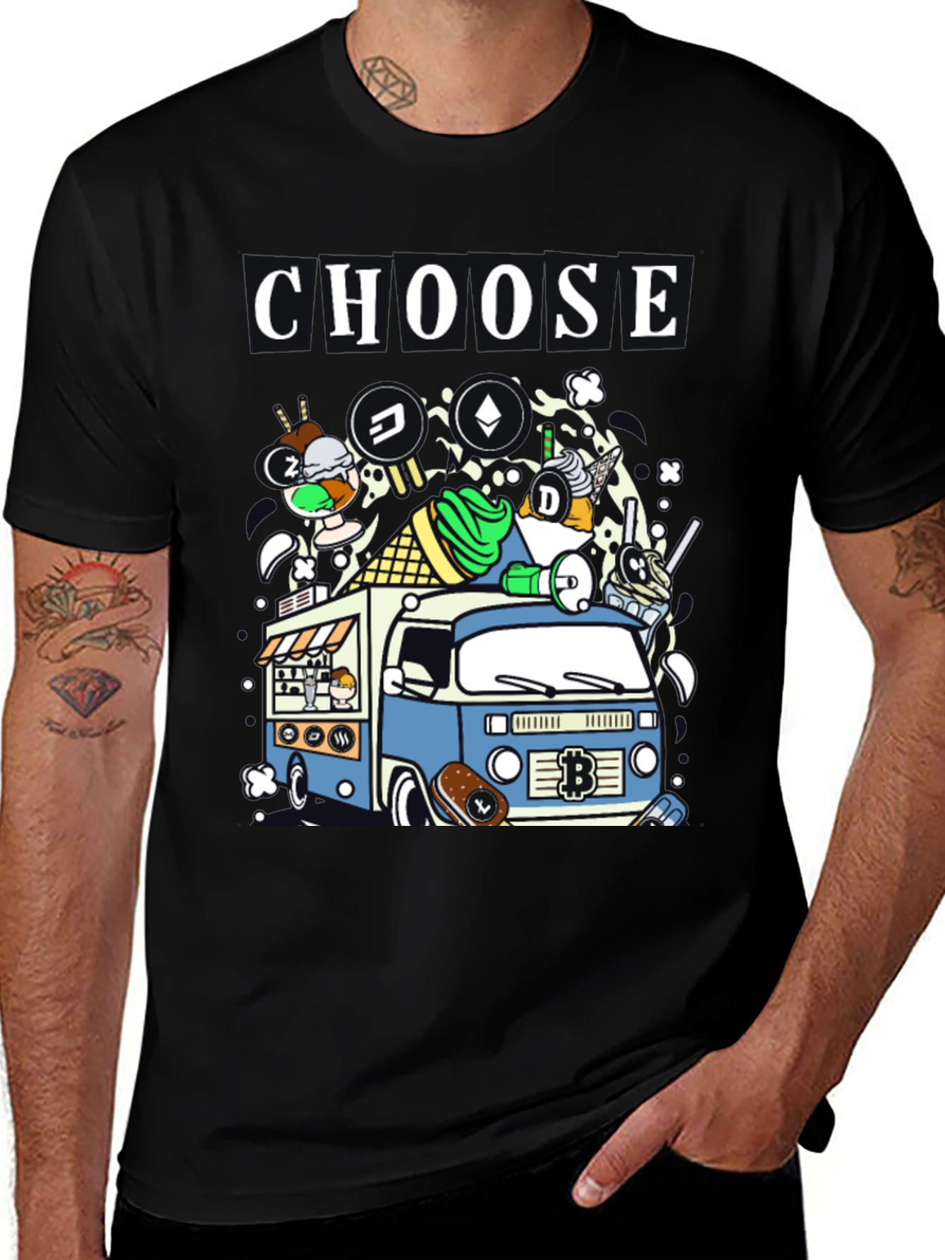 Choose Crypto Ice Cream Truck T-Shirt – Fun Crypto Graphic Tee