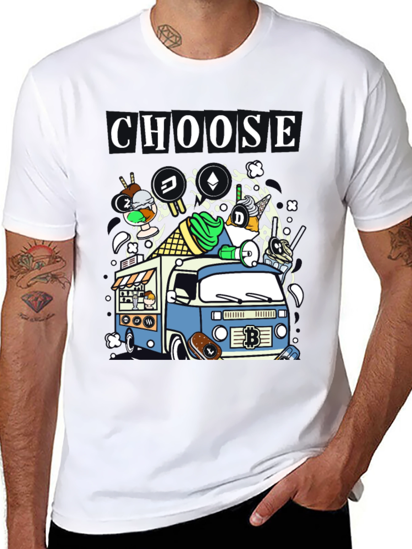 Choose Crypto Ice Cream Truck T-Shirt – Fun Crypto Graphic Tee