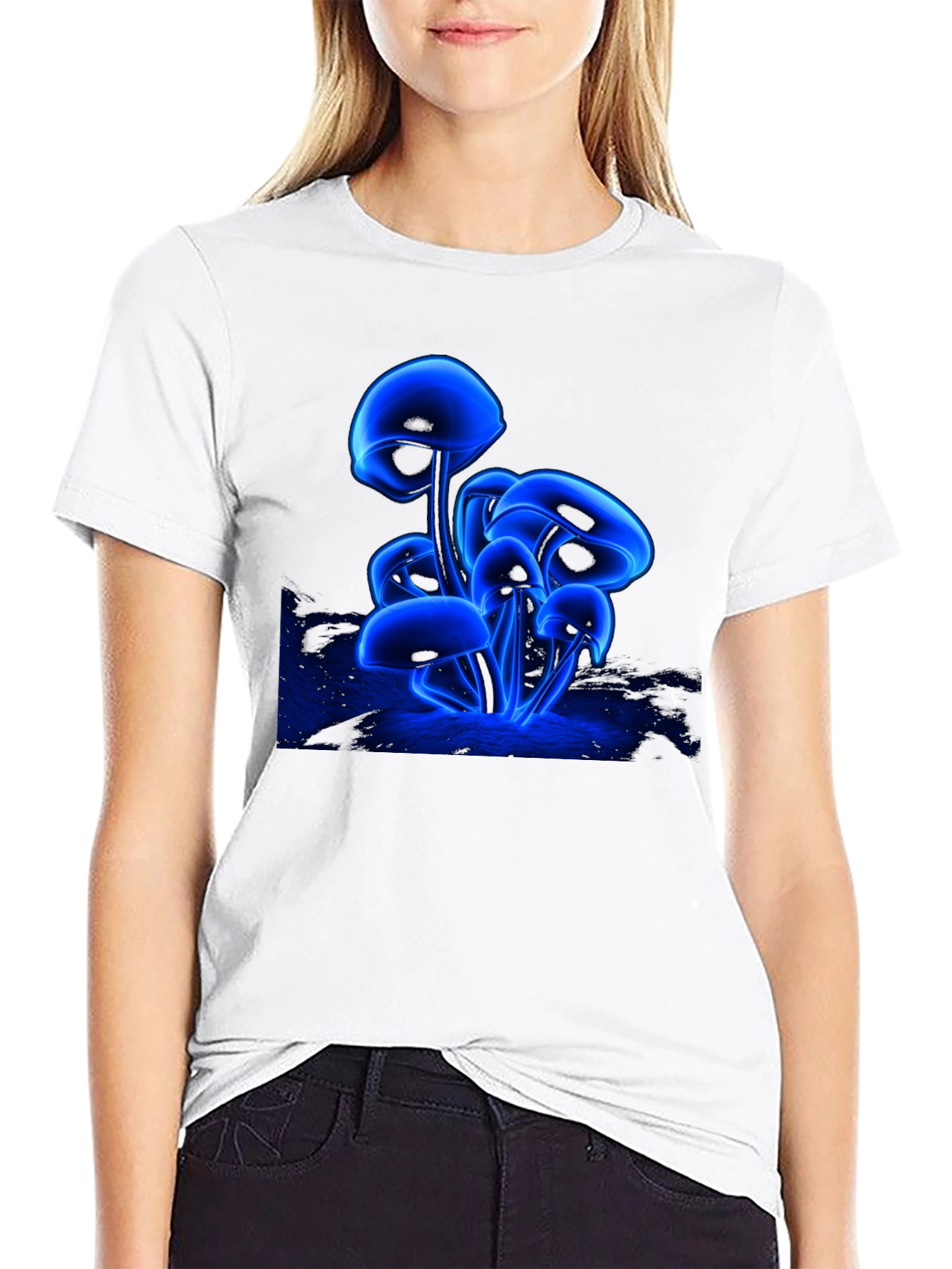 Glowing Mushroom Graphic T-Shirt - Unique Neon Design