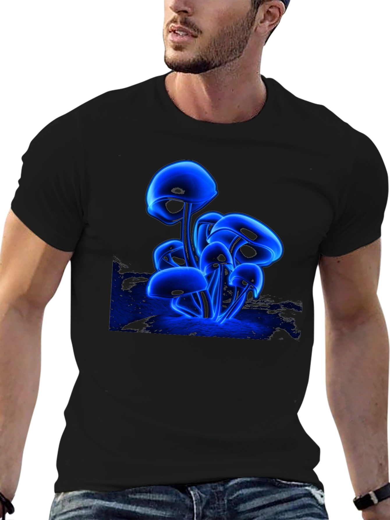 Glowing Mushroom Graphic T-Shirt - Unique Neon Design