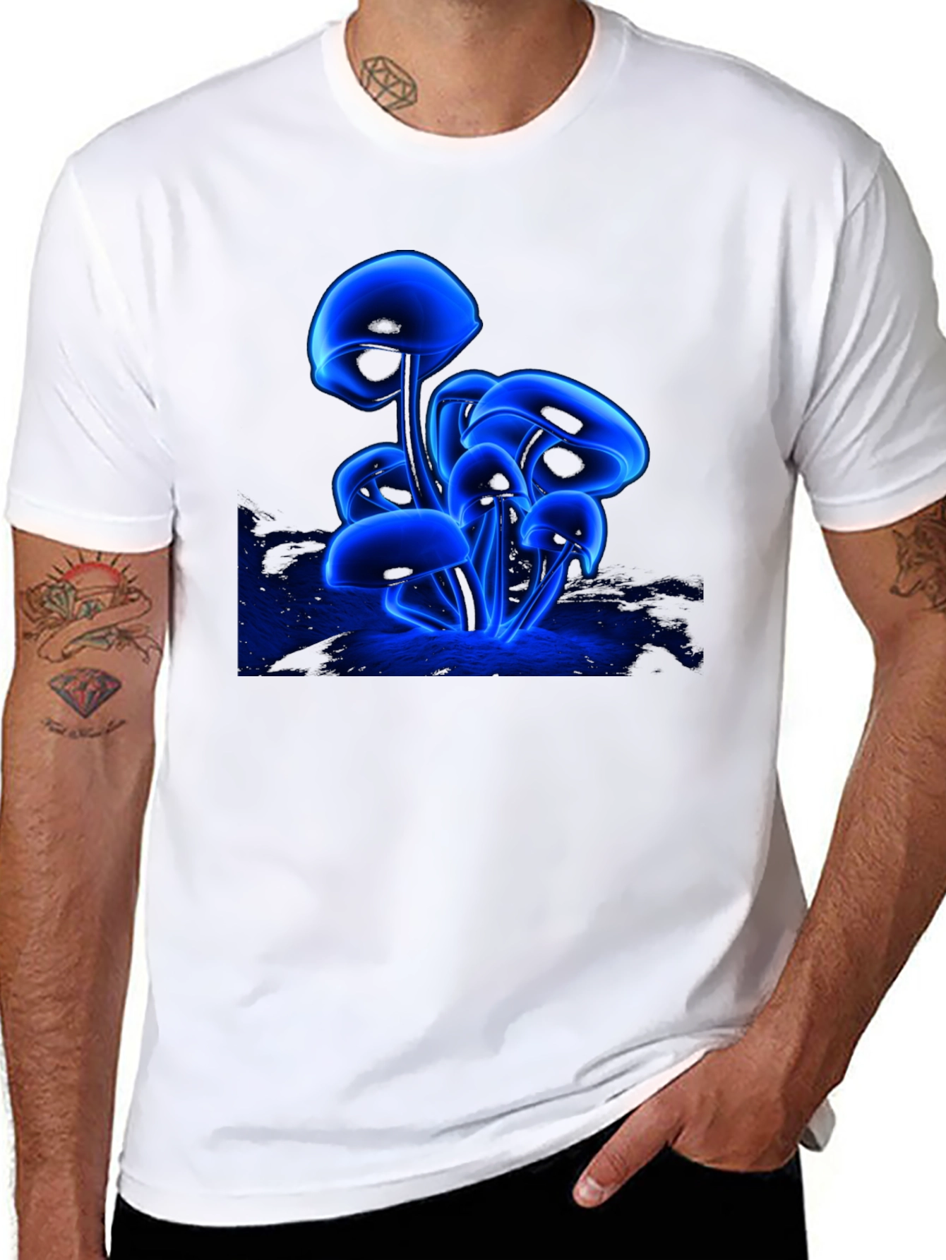 Glowing Mushroom Graphic T-Shirt - Unique Neon Design