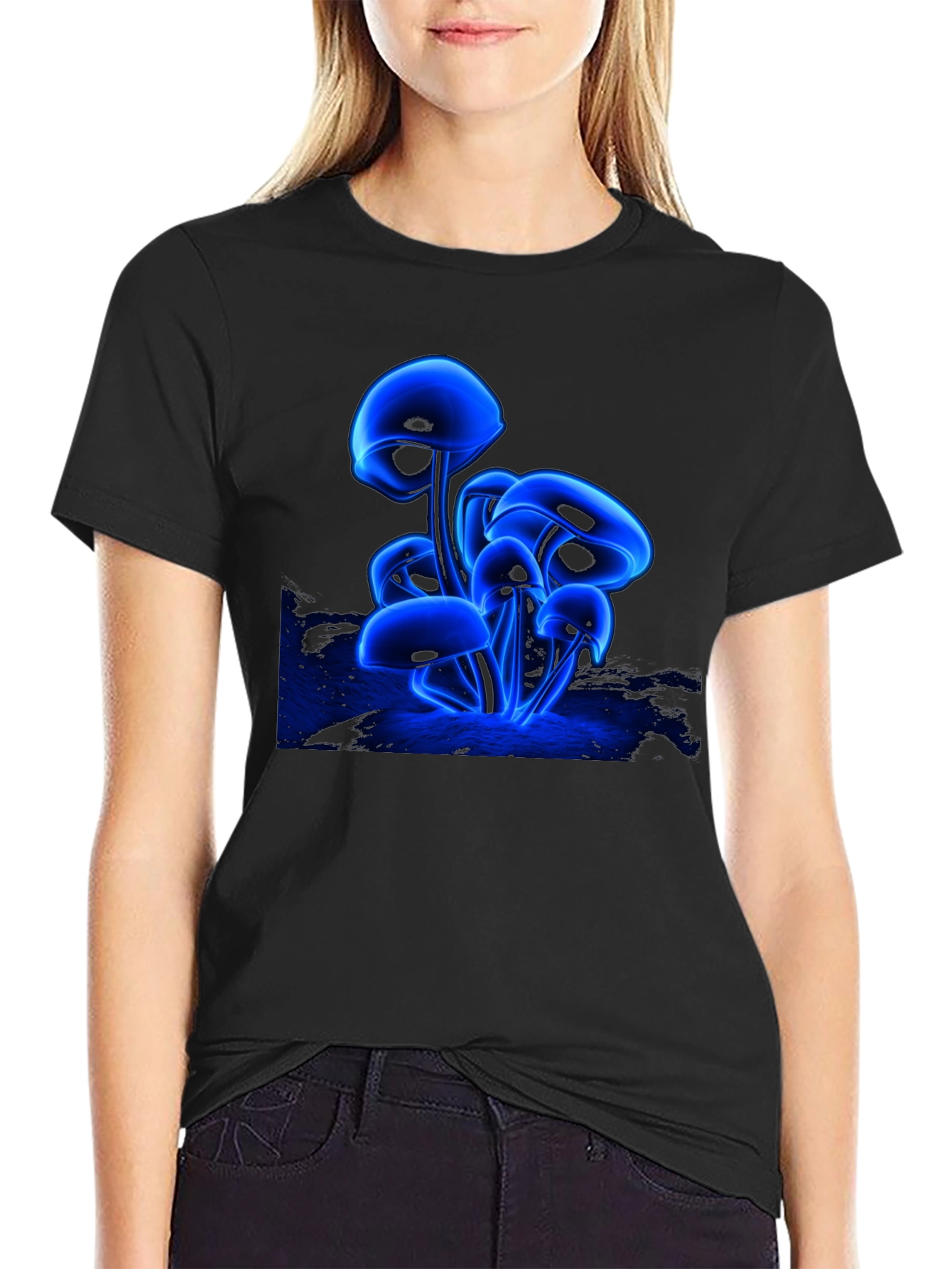 Glowing Mushroom Graphic T-Shirt - Unique Neon Design