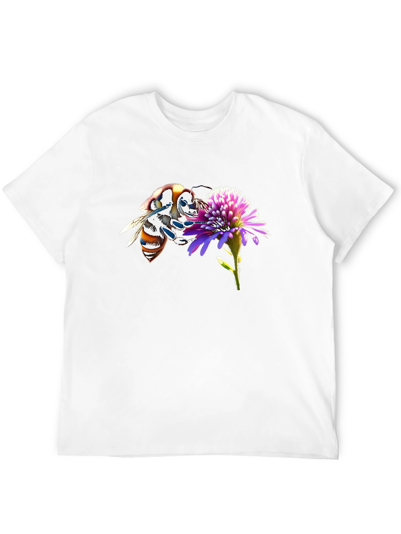 Bee on Flower Black T-Shirt